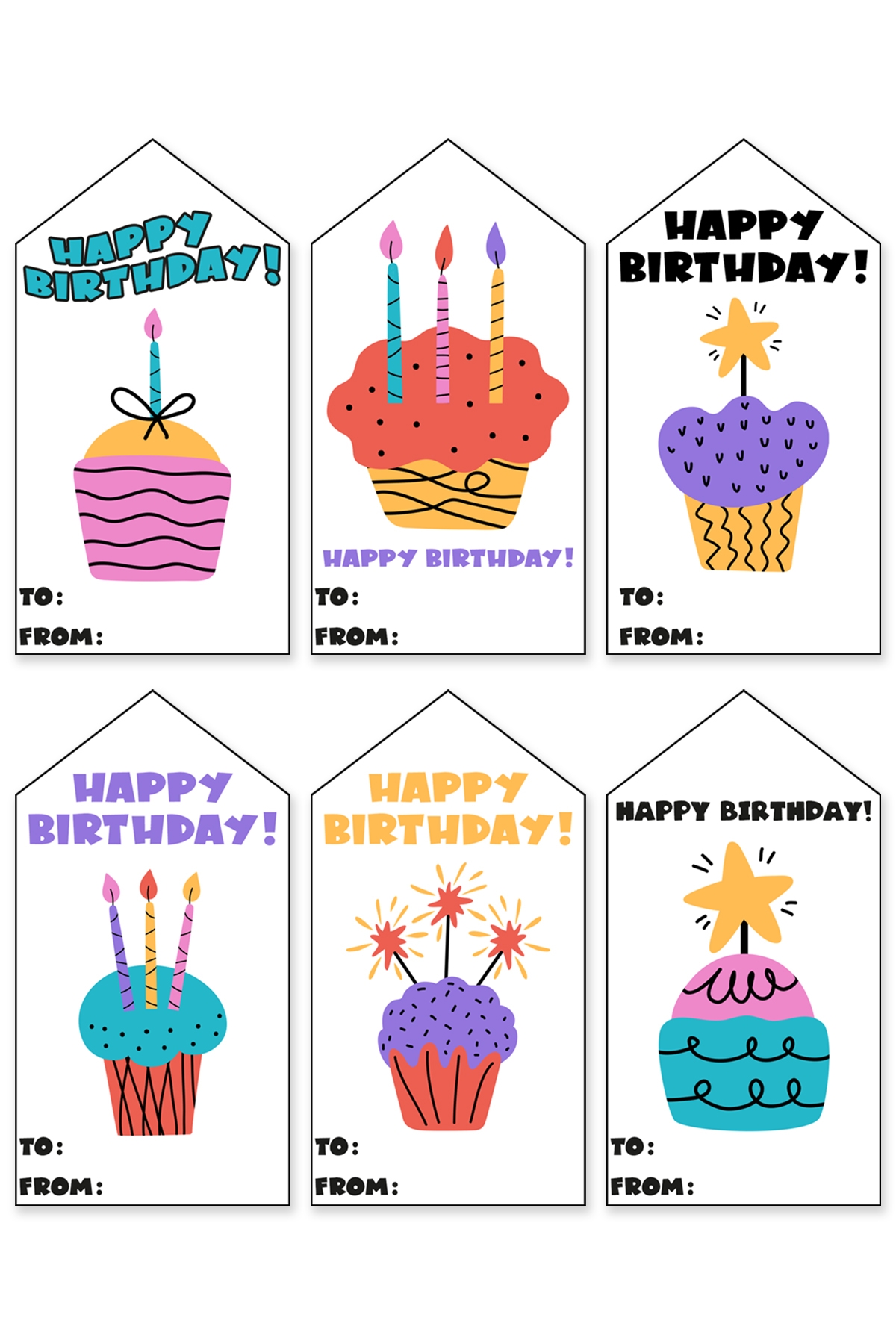 Birthday Tags Printable Set Cupcakes Mom Envy