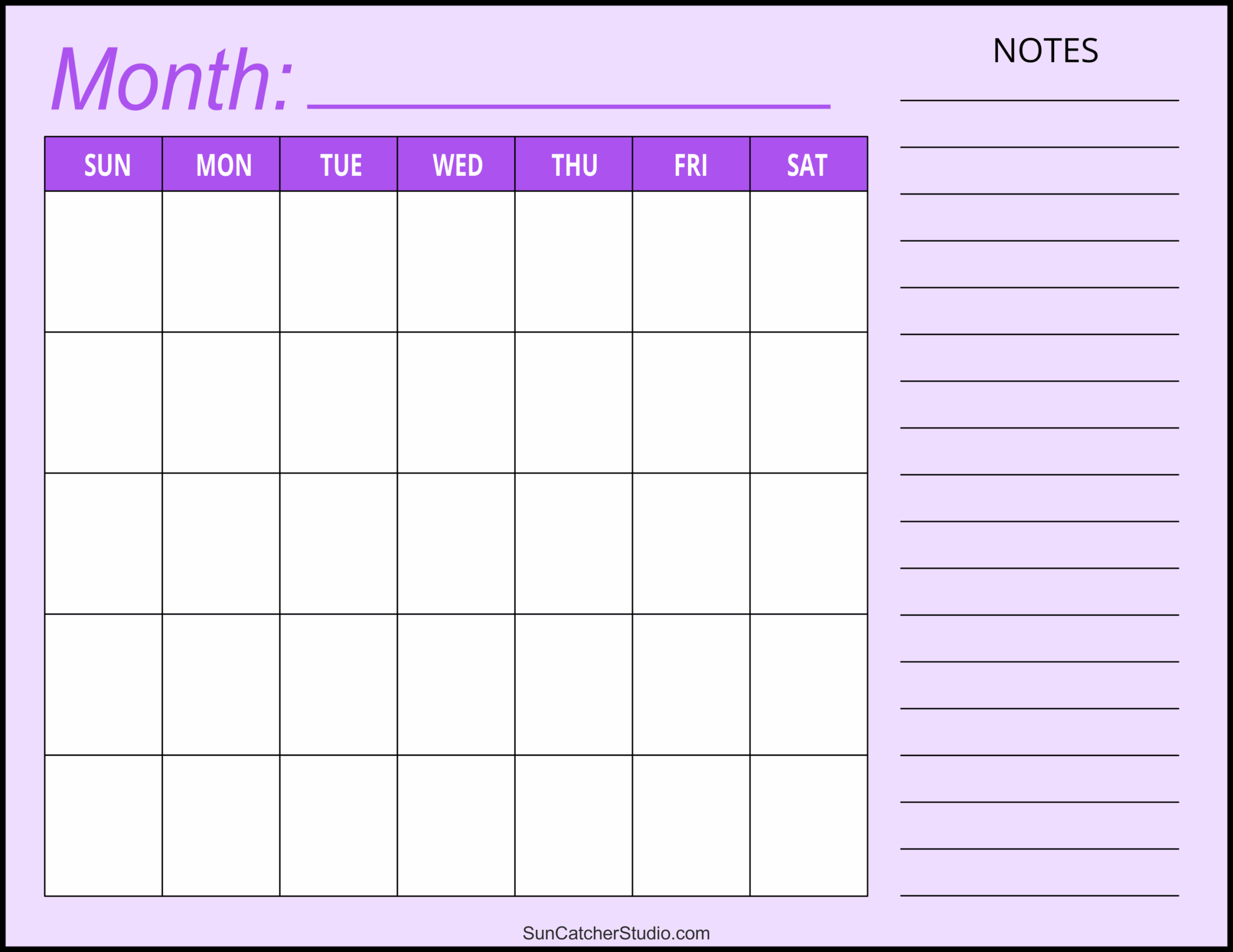 Blank Calendar Template Printable Pdf