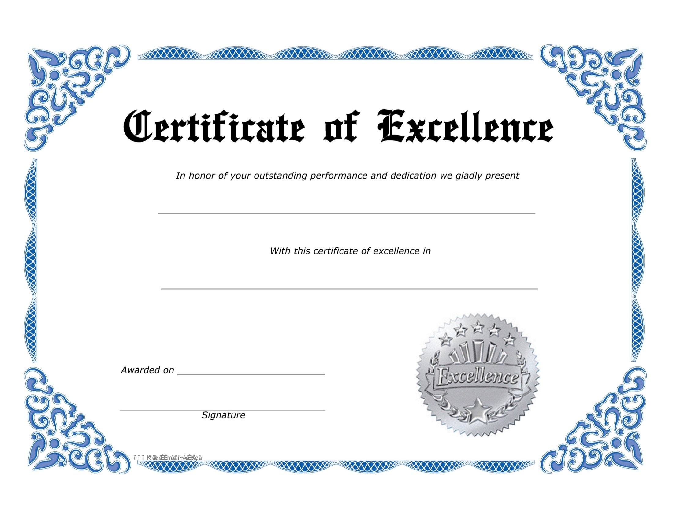 Blank Certificate Of Excellence Blank Certificate Of Excellence