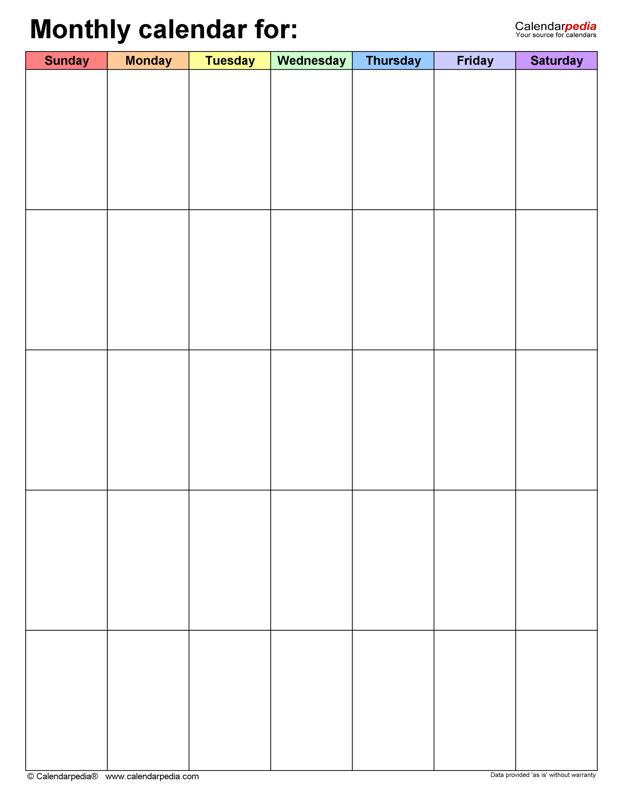Blank Printable Monthly Calendar Page