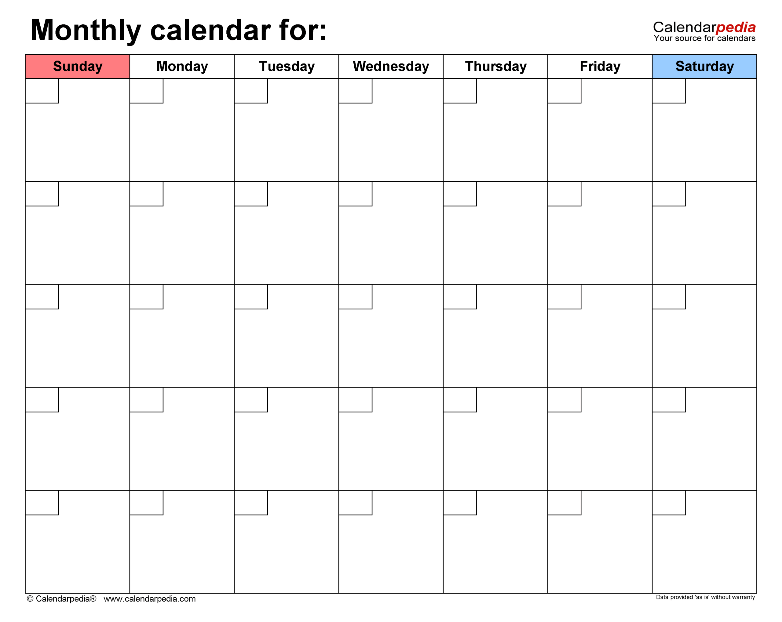 Blank Monthly Calendars In PDF Format 22 Templates