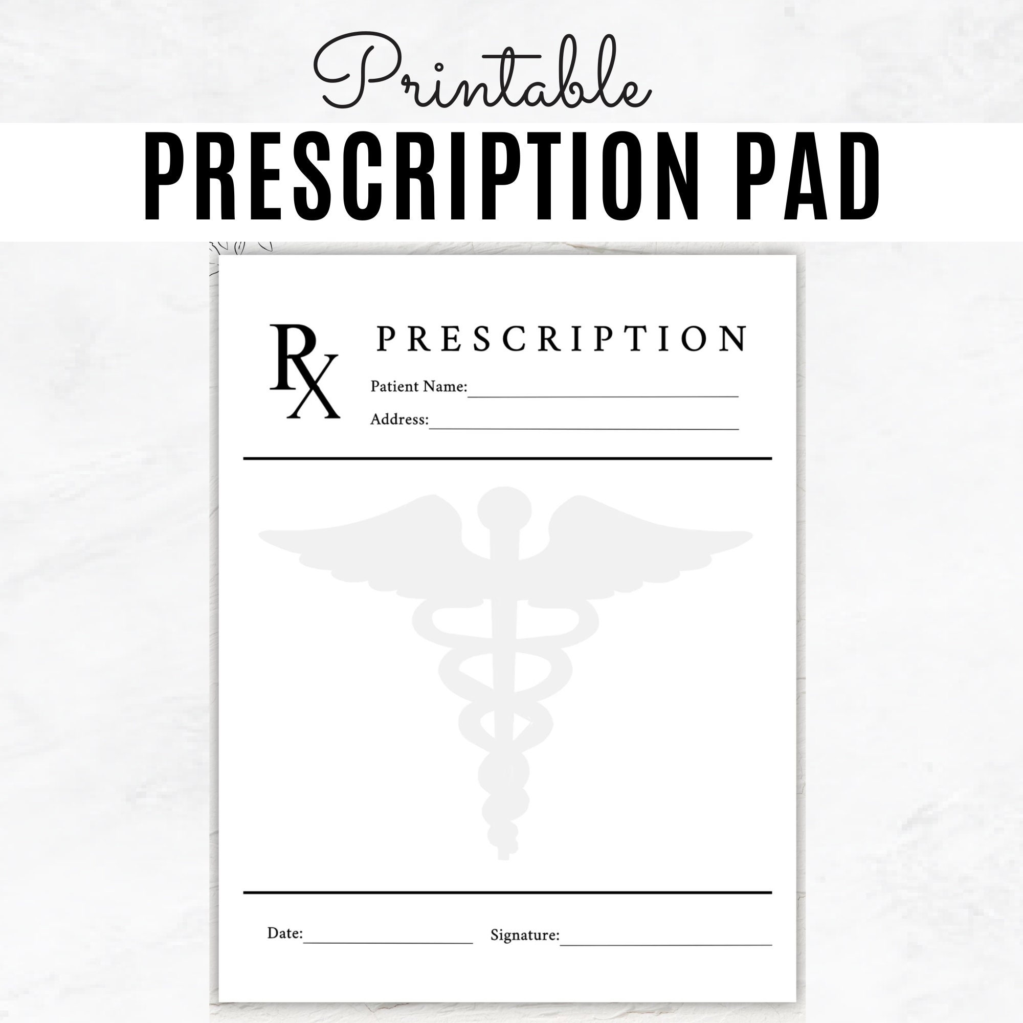 Blank Prescription Pad Printable Prescription Pad Page Rx