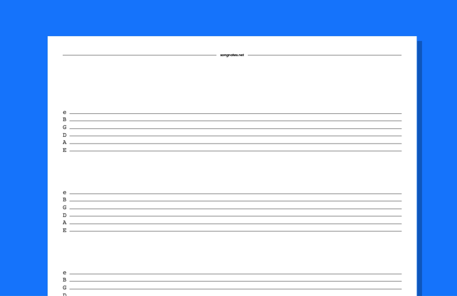 Bass Tab Blank Printable Template