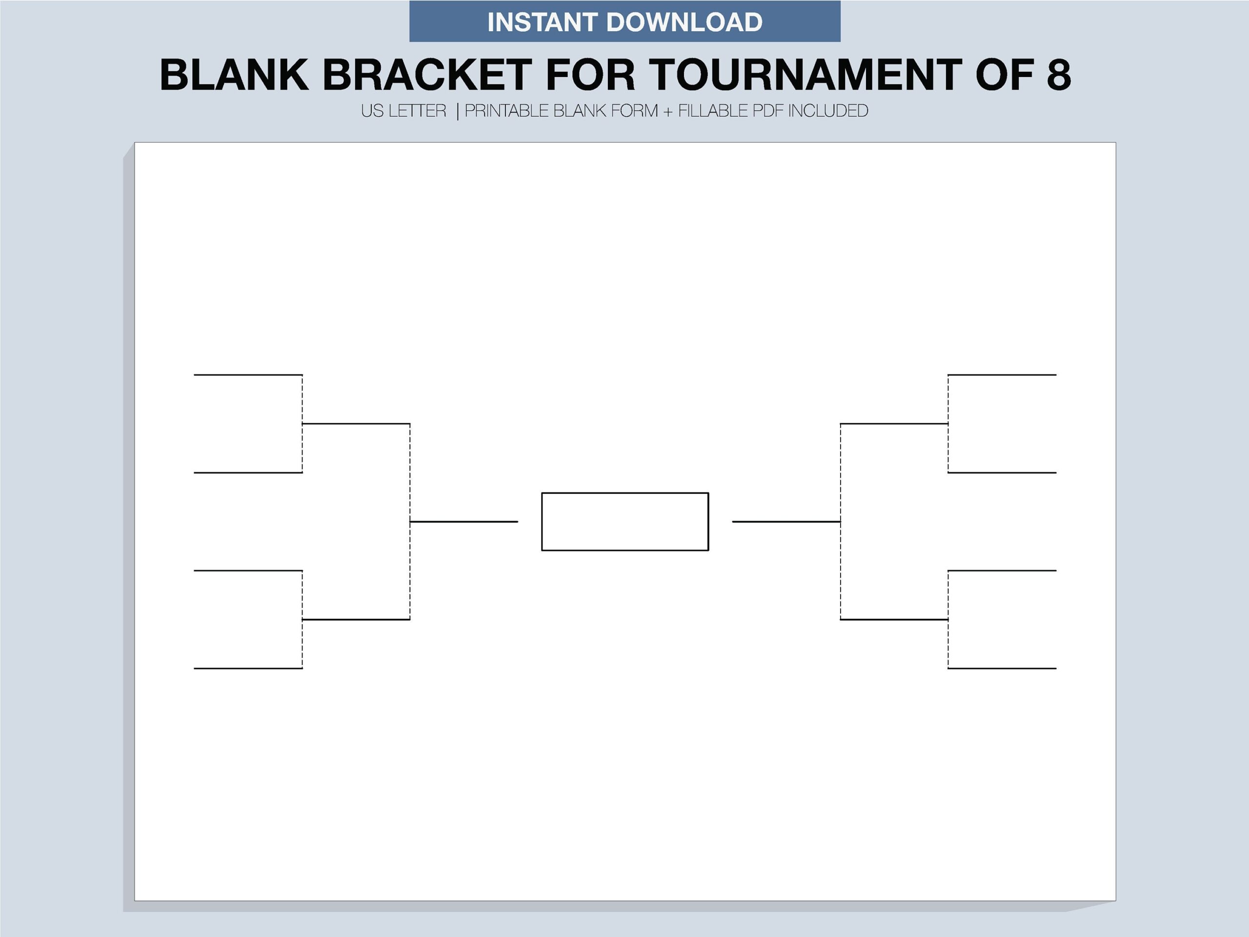 Blank Tournament Bracket Printable Fillable PDF Single 