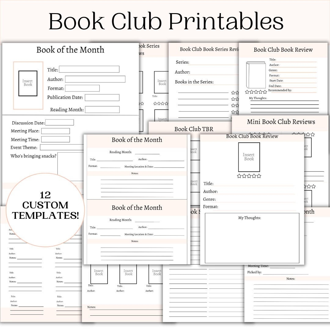 Book Club Sheets Printable Reading Tracker Sheets Easy Printable Book Tracker Book Tracker Instant Download Printable Book Club Etsy