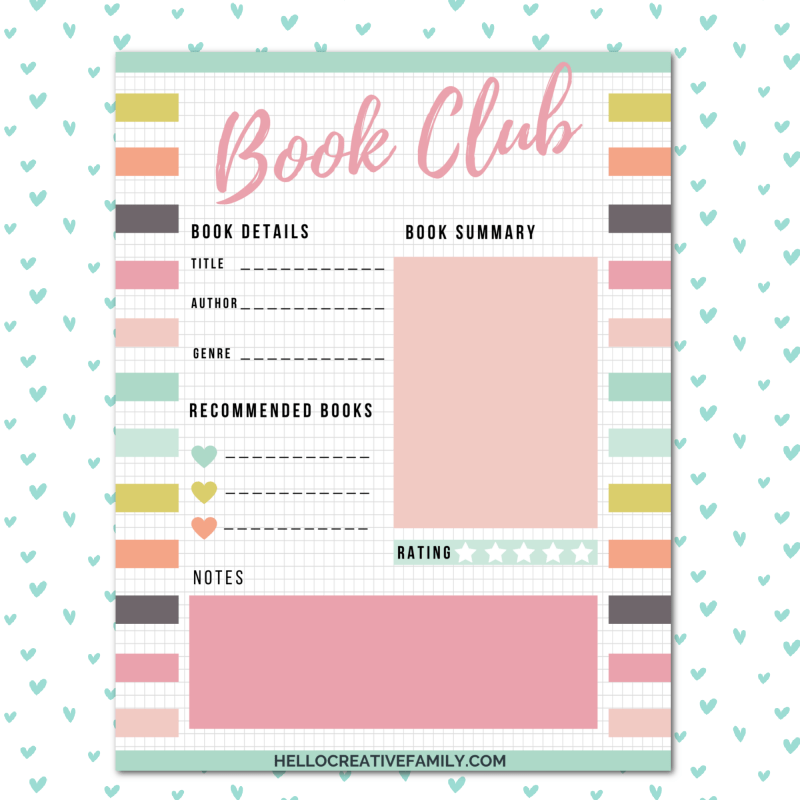 Book Club Tracker 17 Free Reading Printables Hello Creative Family
