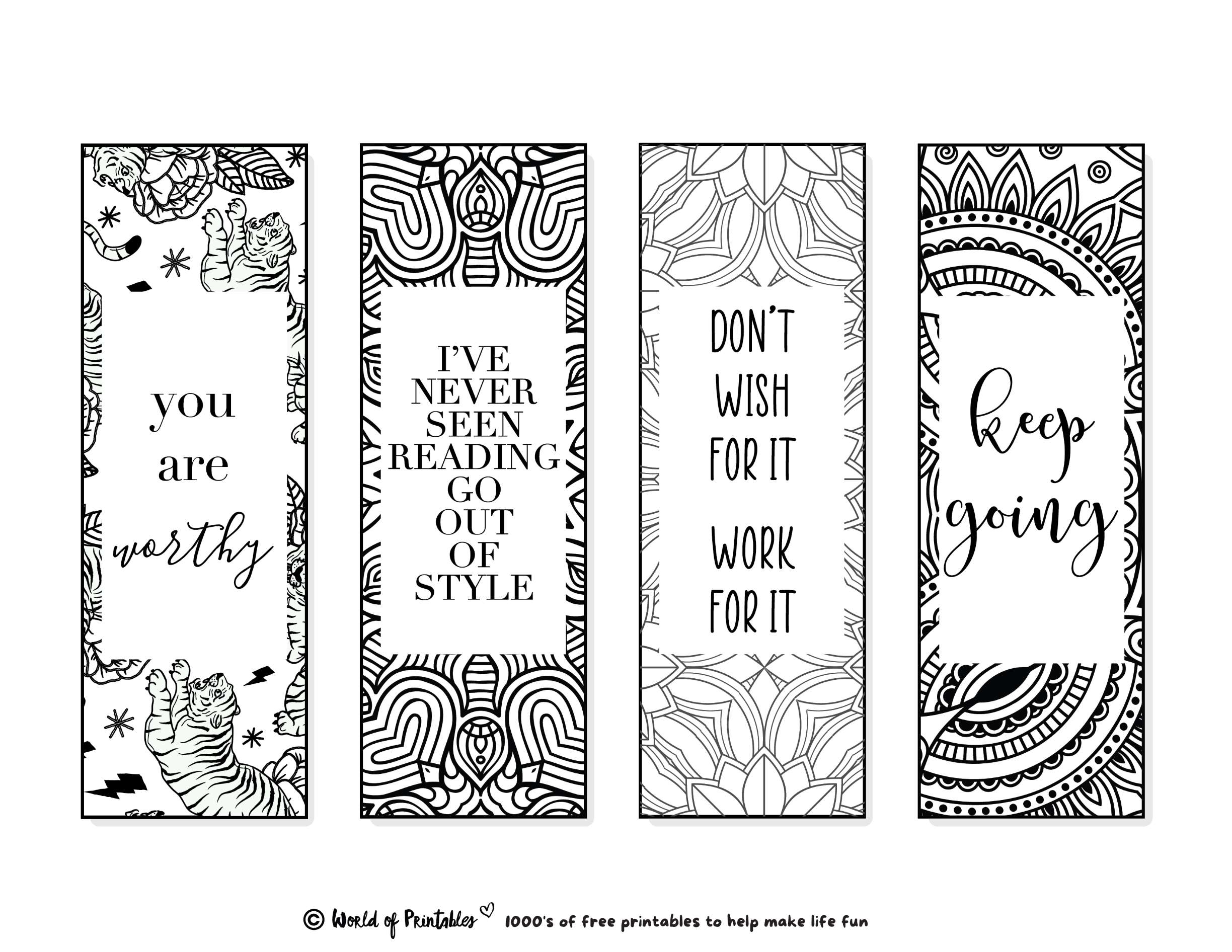 Free Printable Bookmarks To Color Templates