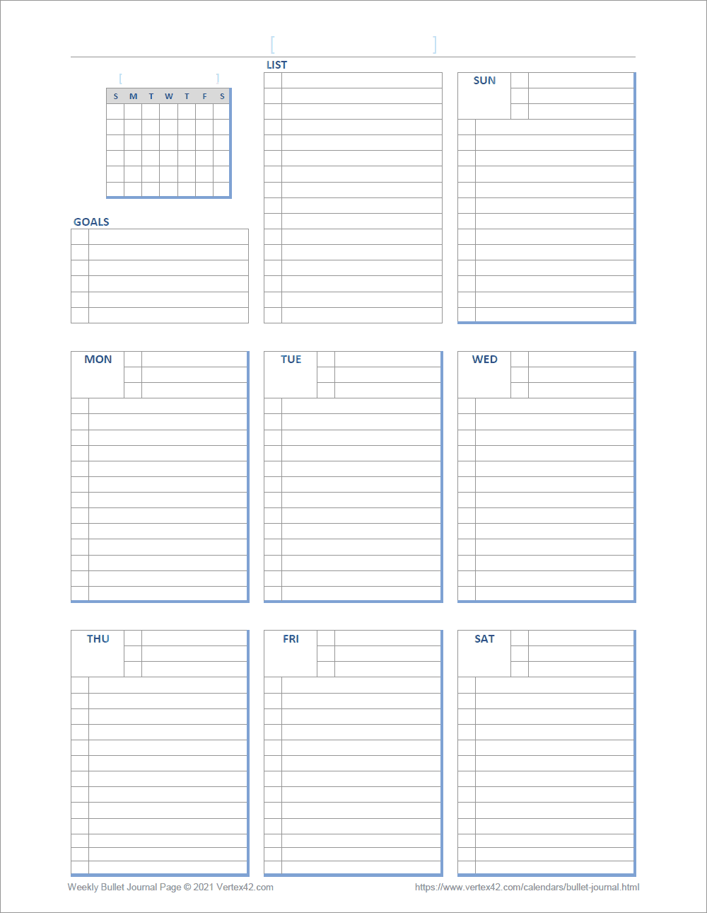 Digital Bullet Journal Template Free Printable