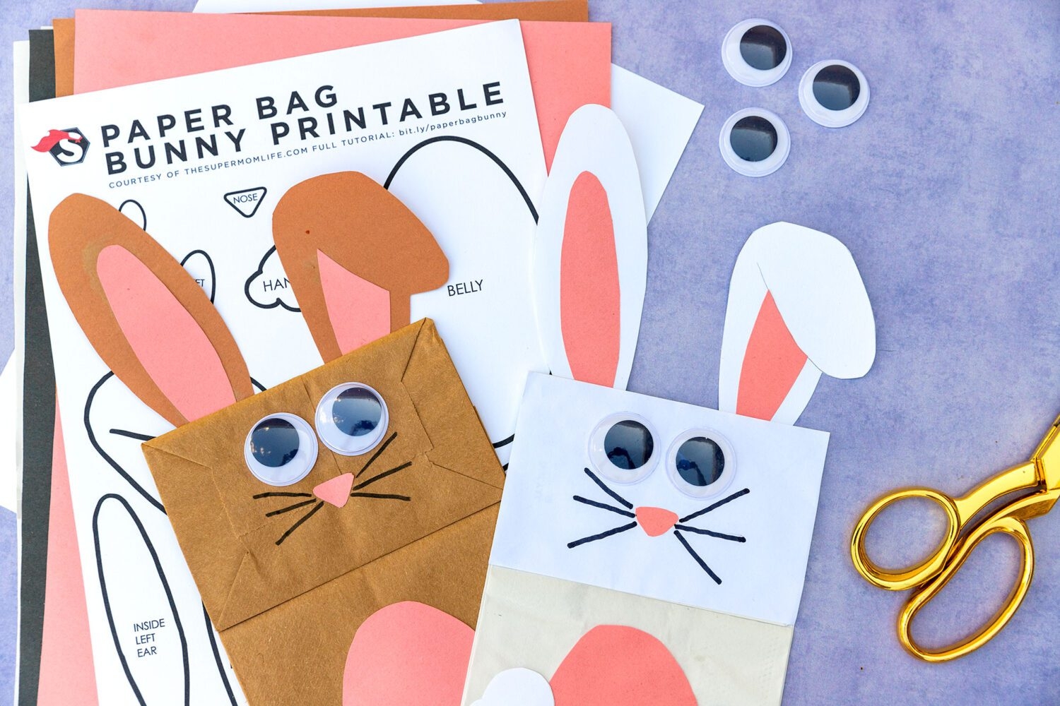 Printable Free Paper Bag Bunny Template