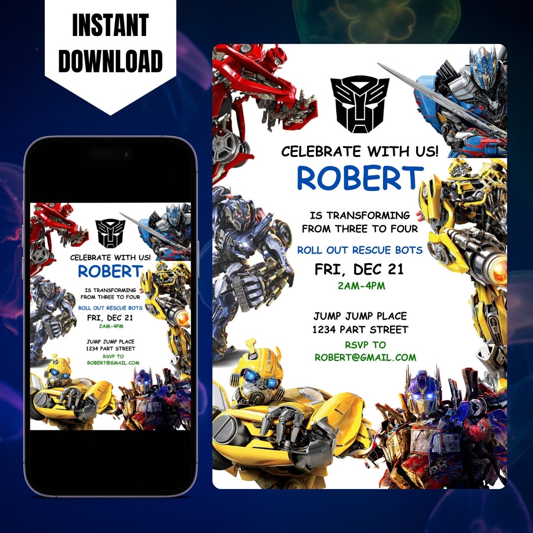 Printable Transformers Birthday Invitation Free Template