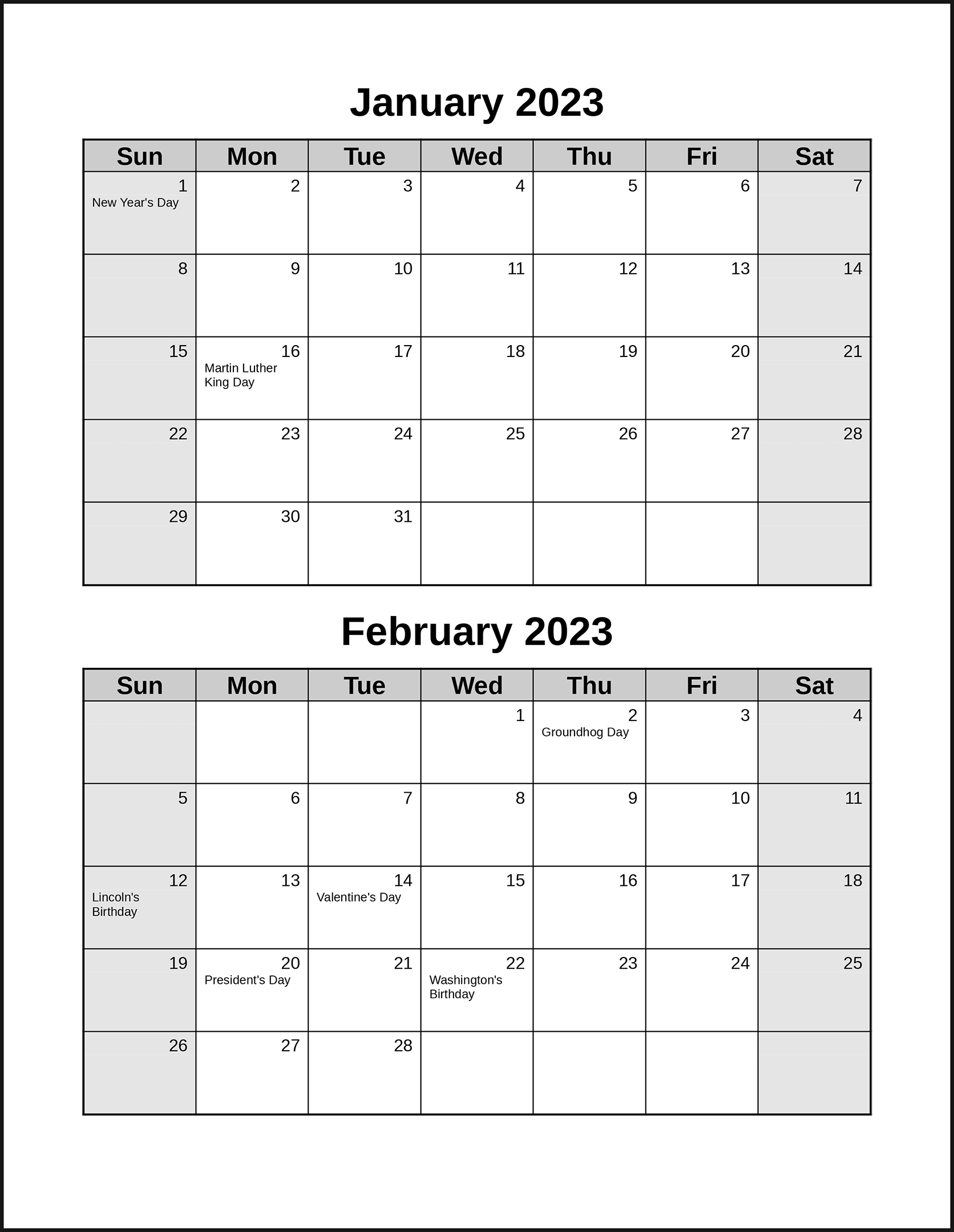 Blank Calendar Two Month Printable