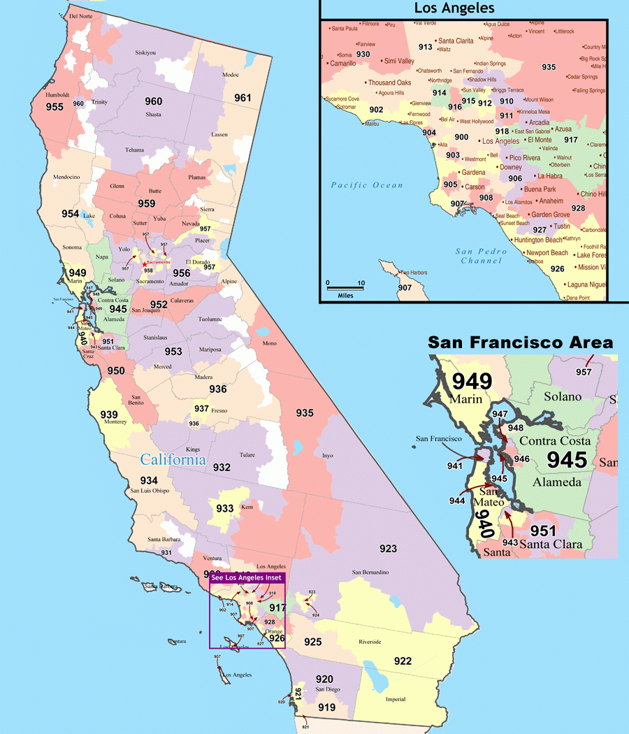 Printable California Zip Code Map