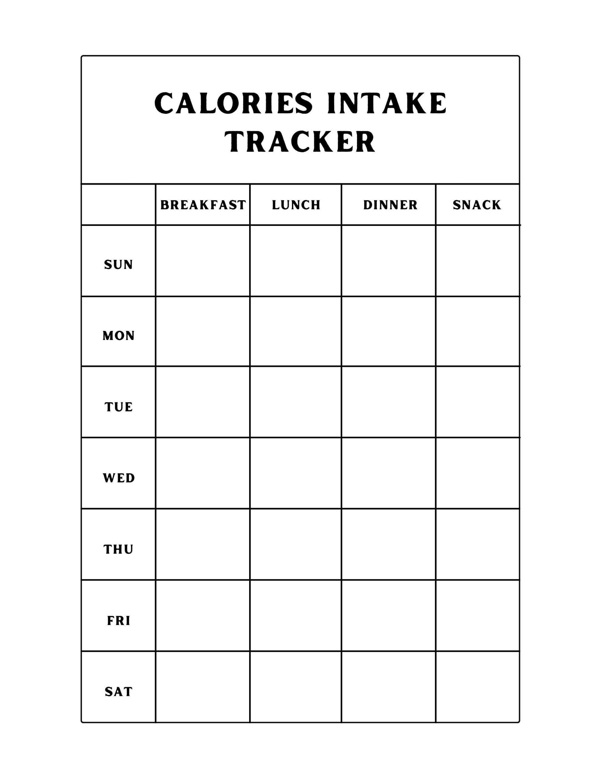 Free Printable Calorie Counter