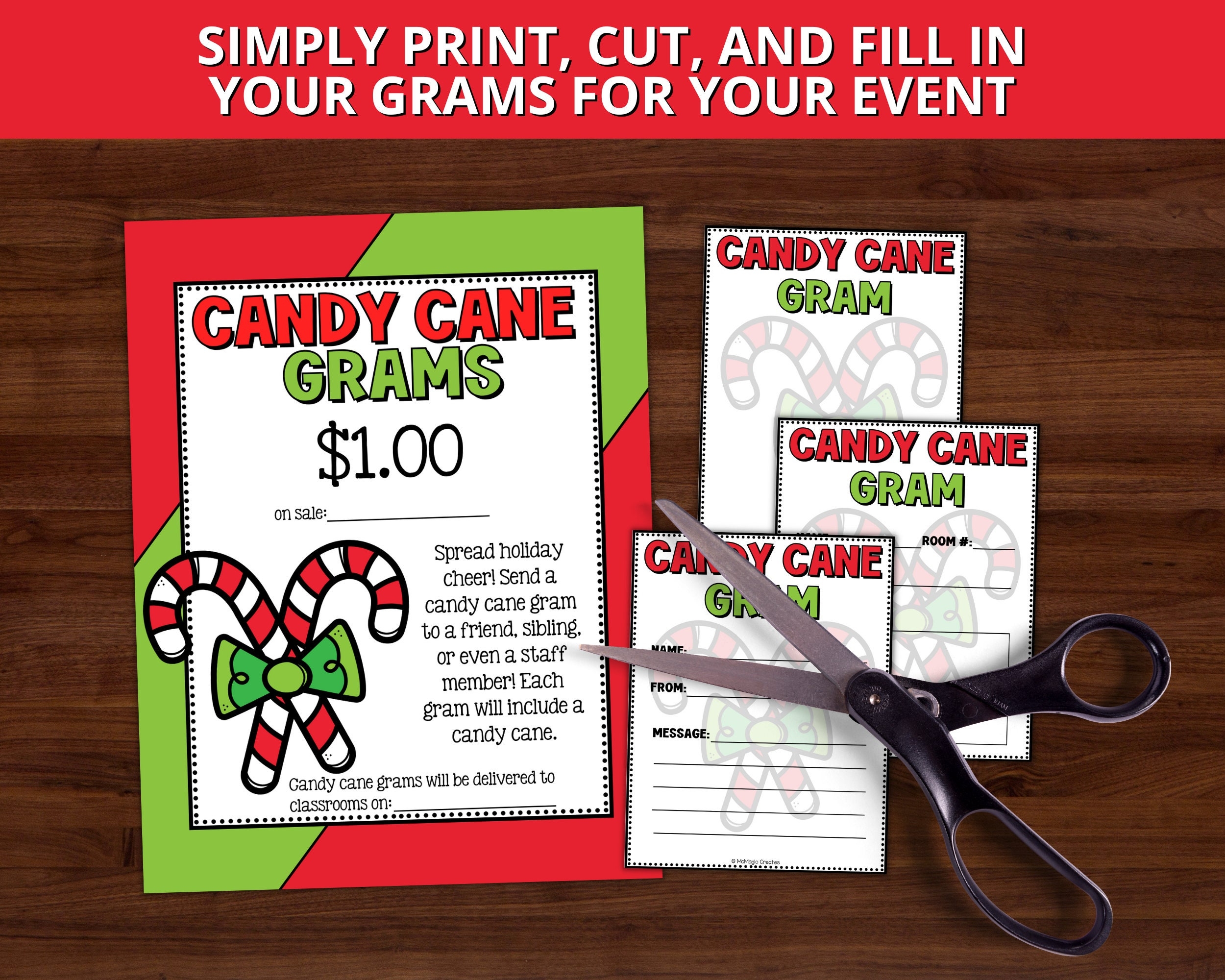Candy Cane Gram Template Candy Cane Printable Fundraiser Candy Cane Gram Template Candy Cane Printable Fundraiser