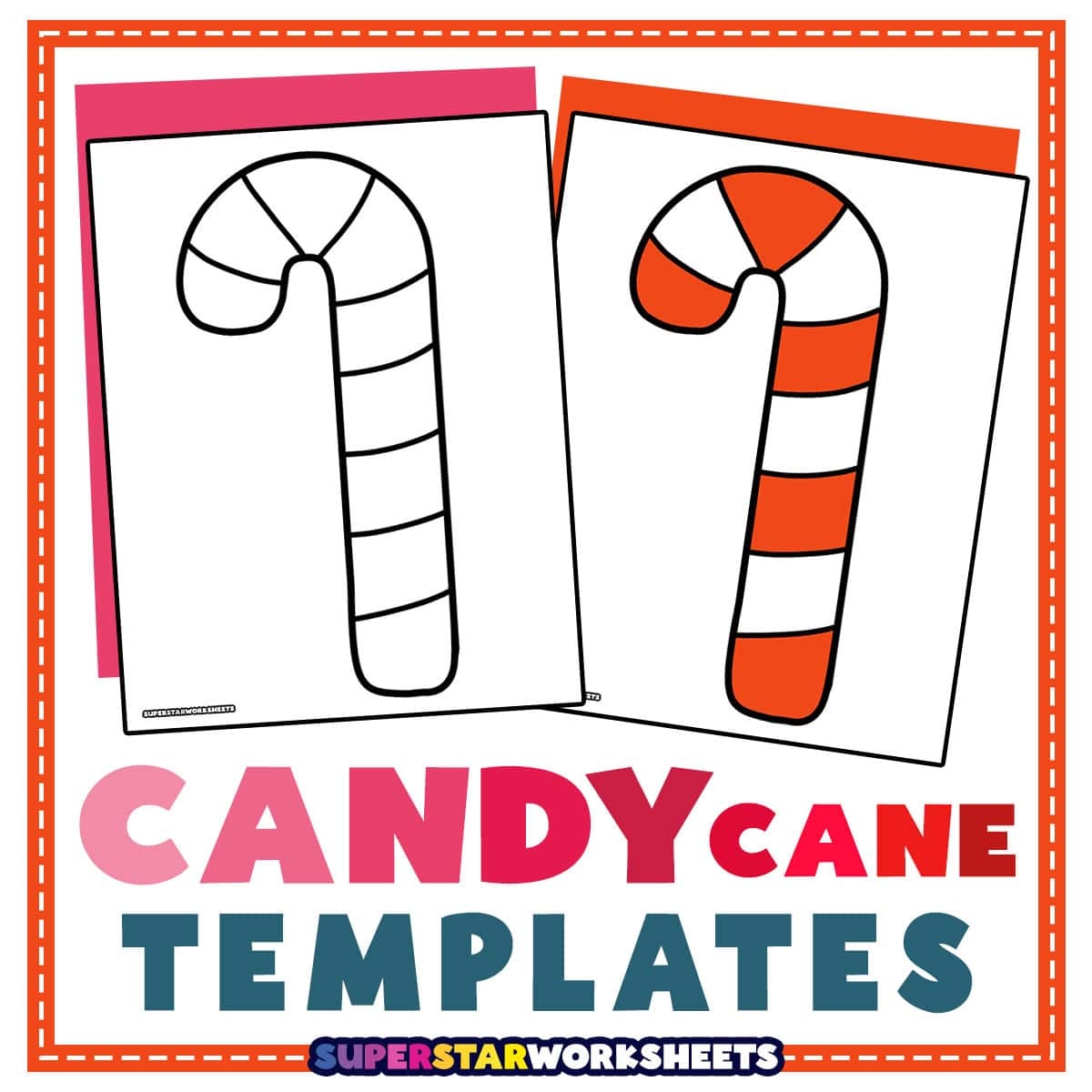 Candy Cane Template Superstar Worksheets