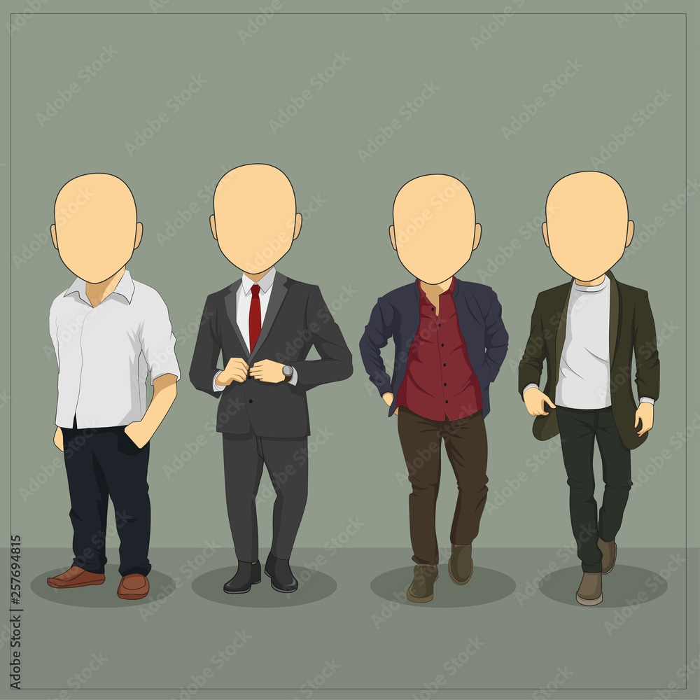 Caricature Casual Man Body Template Stock Vector Adobe Stock