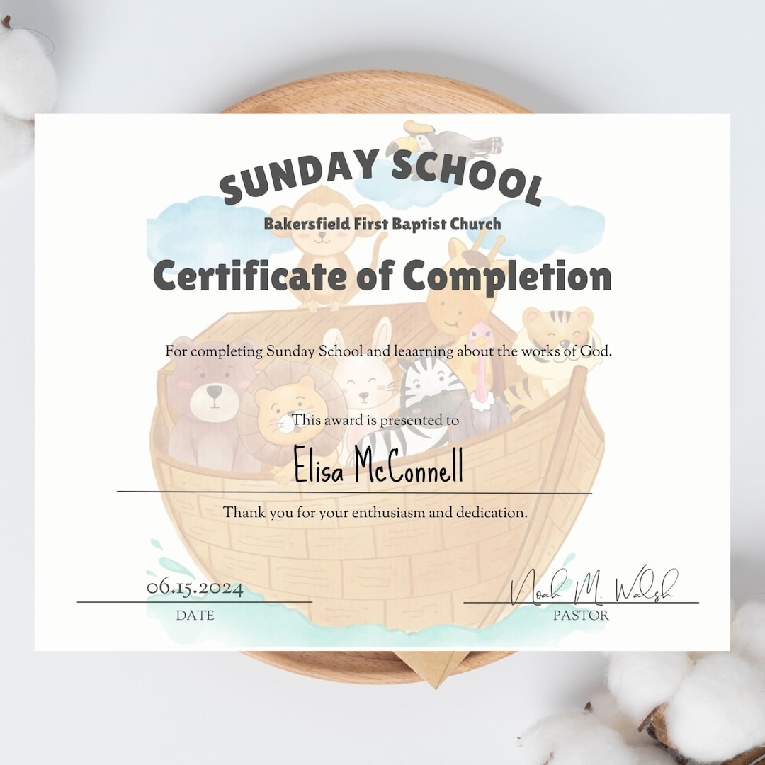 Free Printable Sunday School Certificate Templates