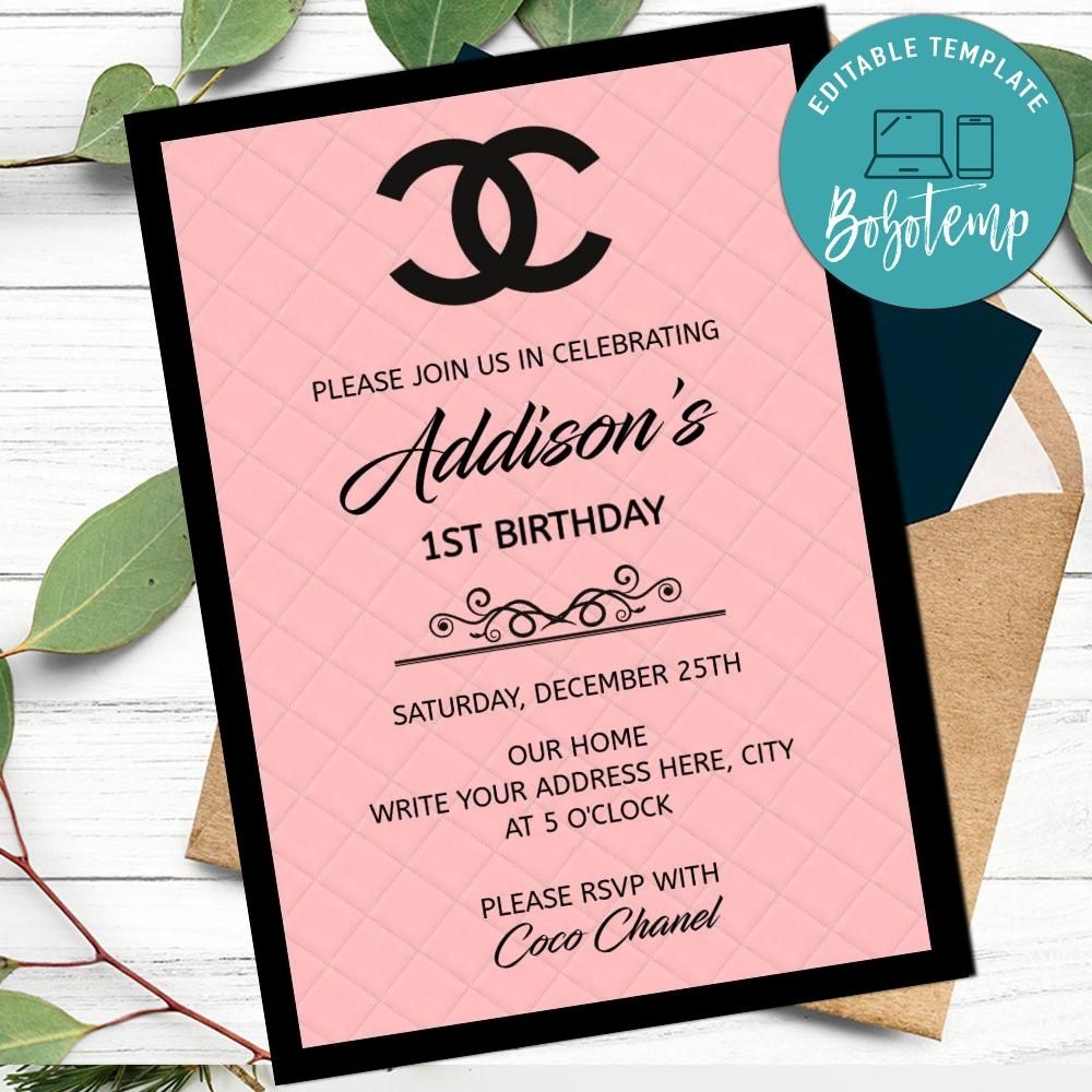 Chanel Birthday Invitation Printable Instant Download Bobotemp