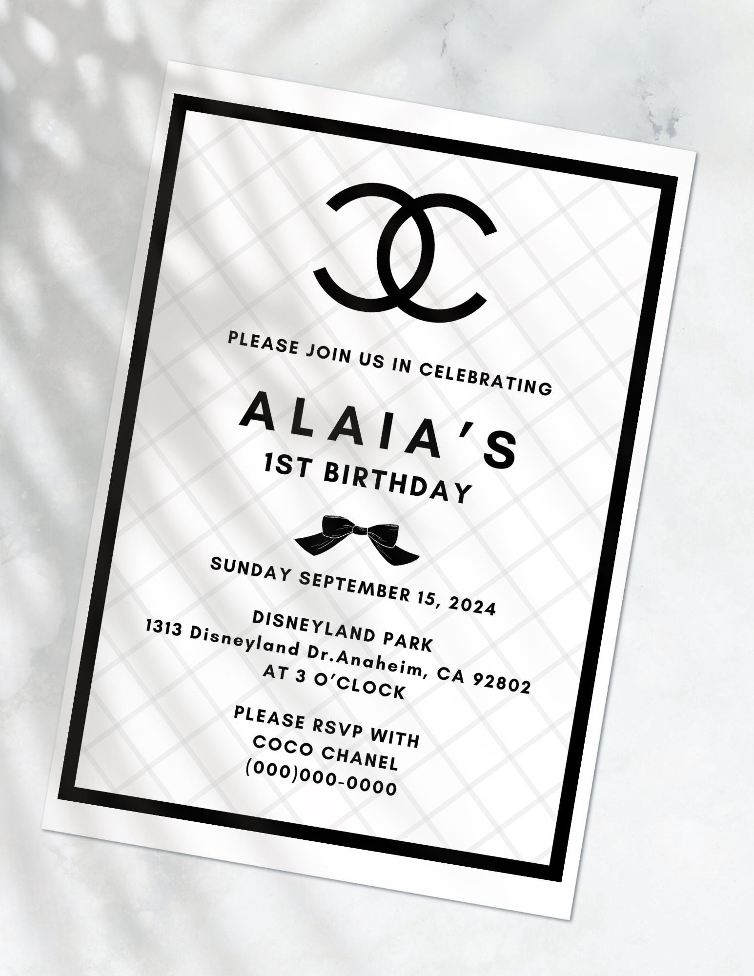 CHANEL Inspired INVITATION Invitation Template Etsy
