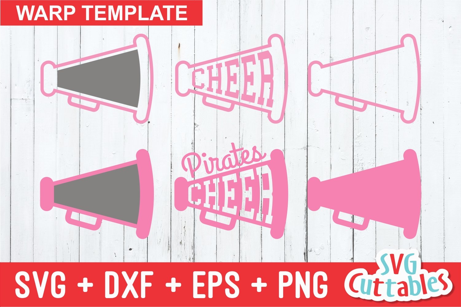 Cheer SVG Cheer Cones Cheer Megaphone With Warp Template