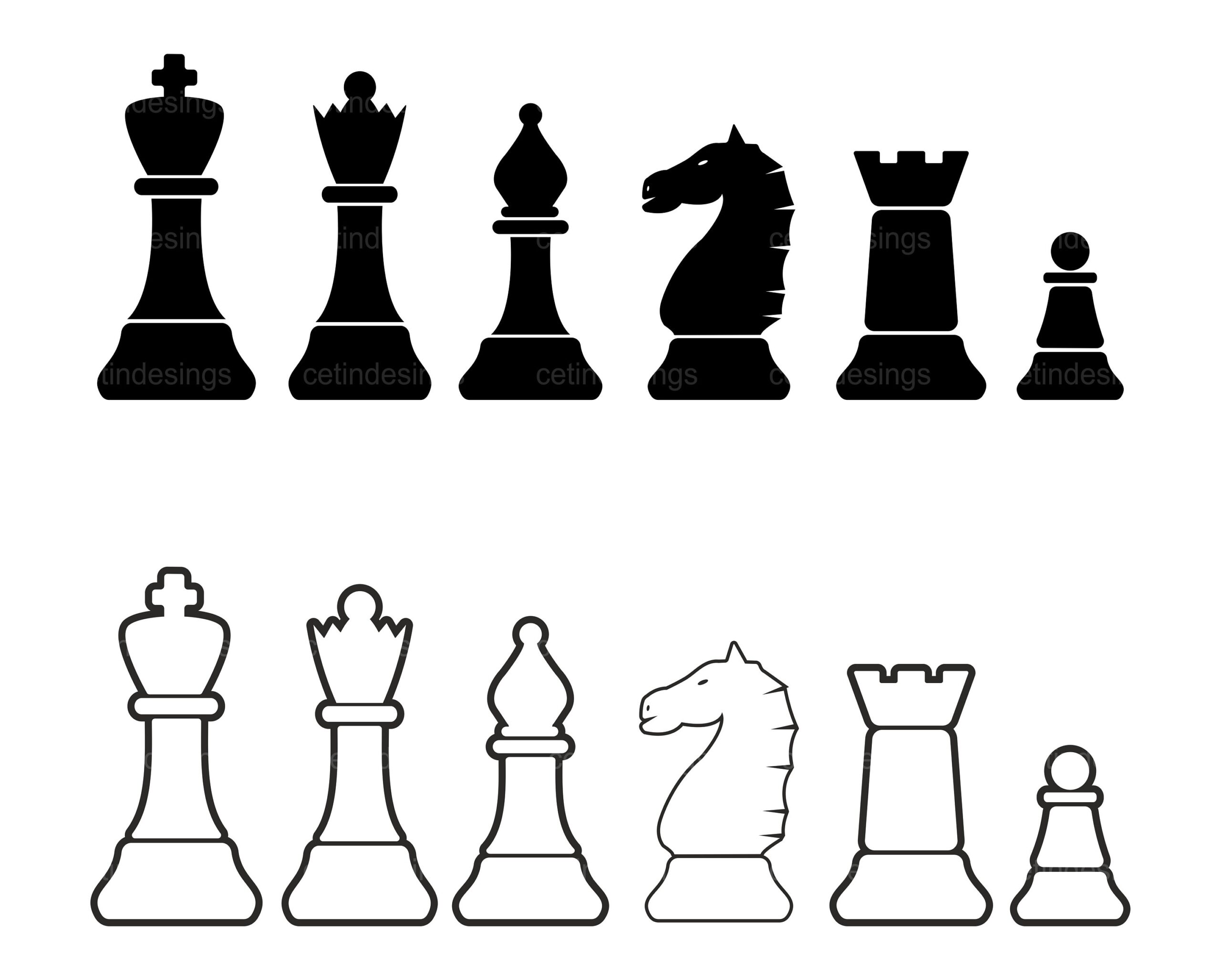 Printable Chess Pieces Templates Free Template Free Printable
