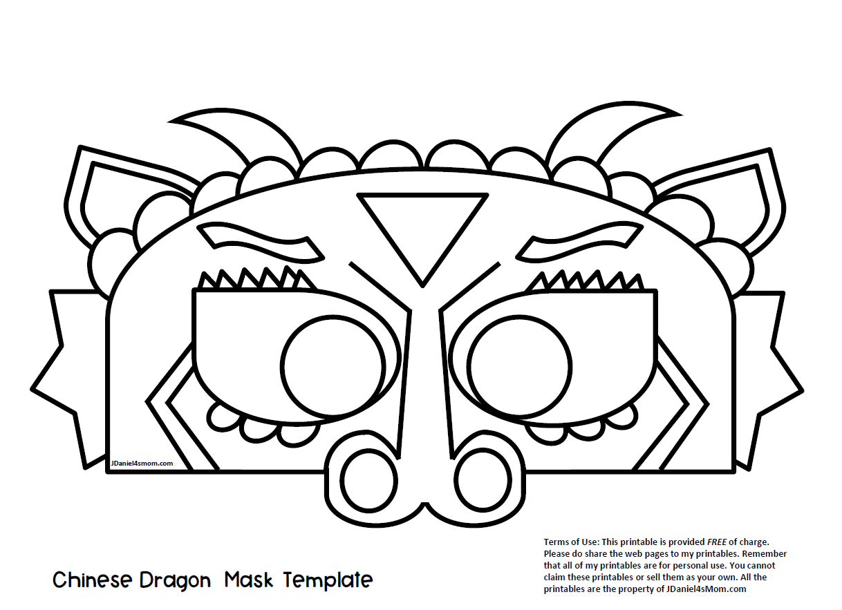 Chinese Dragon Mask Printable Coloring Activity JDaniel4s Mom