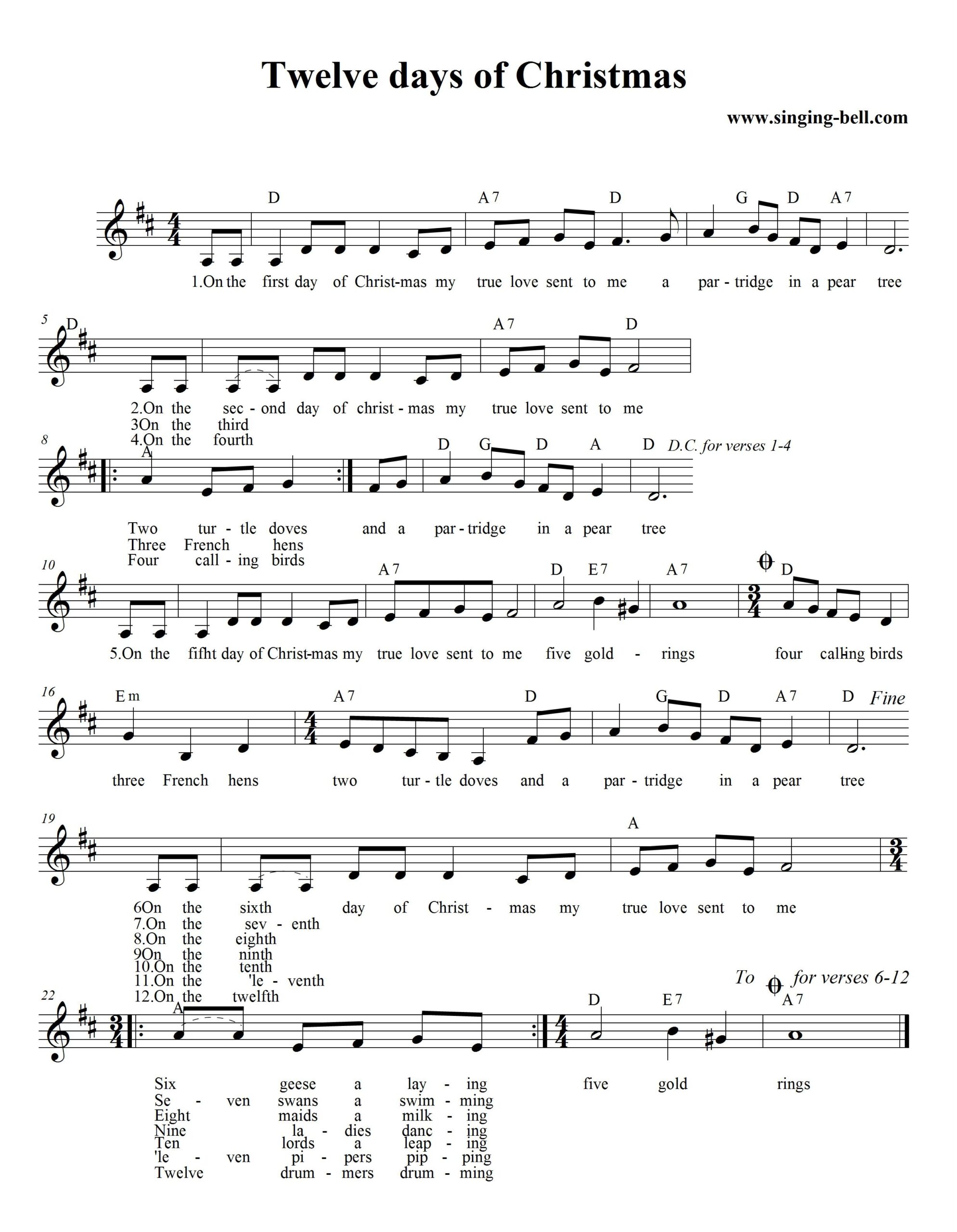 Free Printable Sheet Music Christmas Carols