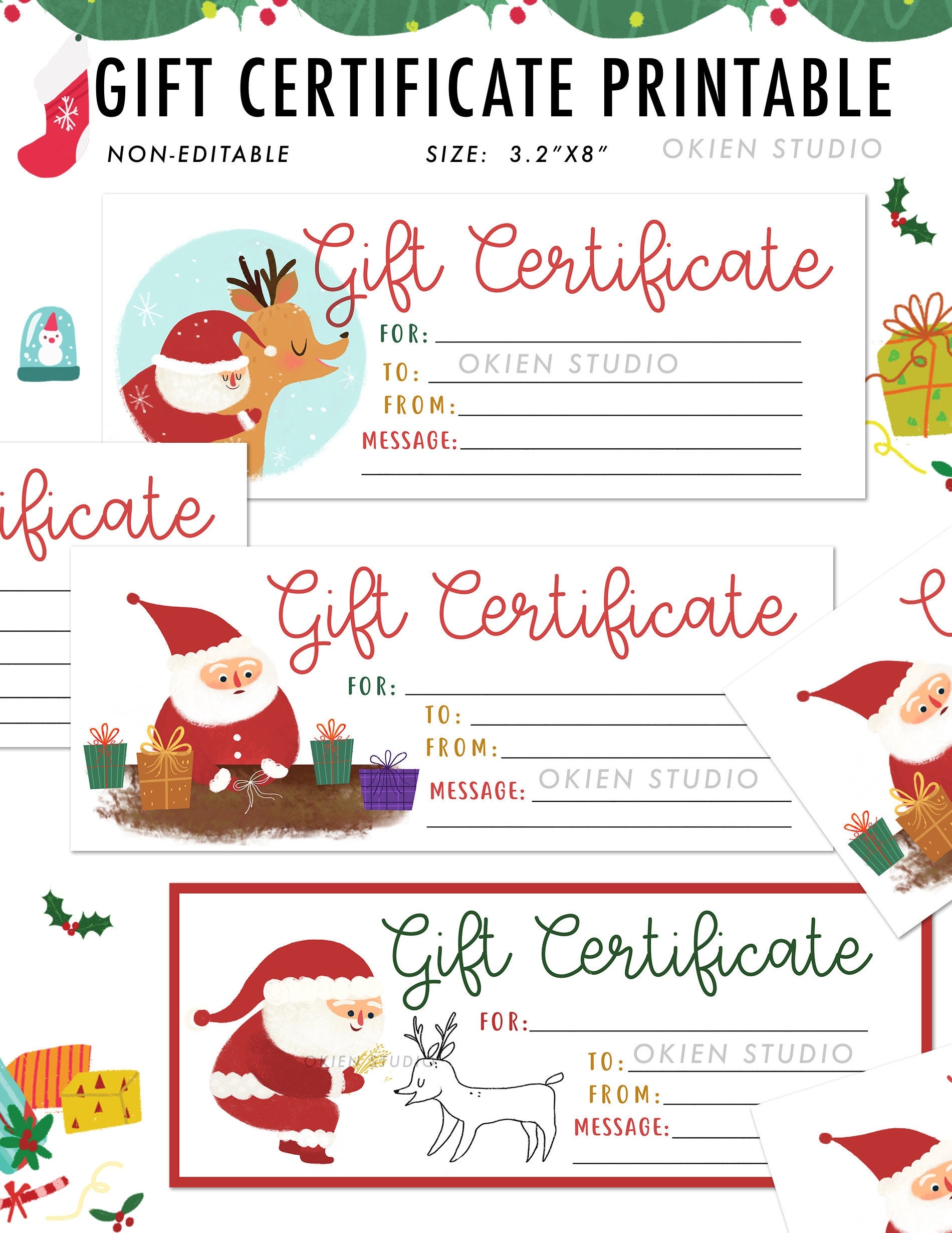 Christmas Gift Certificate Template Christmas Printable Gift 