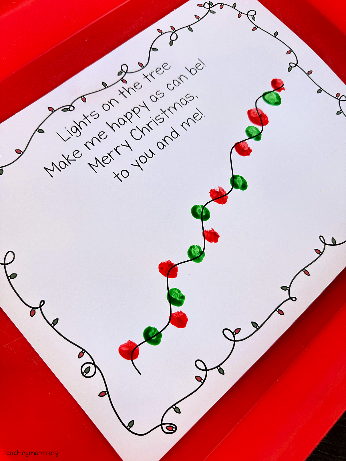 Christmas Lights Fingerprint Printable Teaching Mama