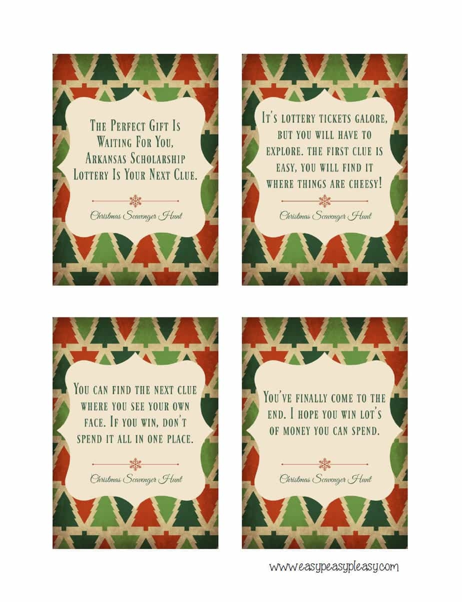 Christmas Scavenger Hunt With Free Printable Clues Easy Peasy Pleasy