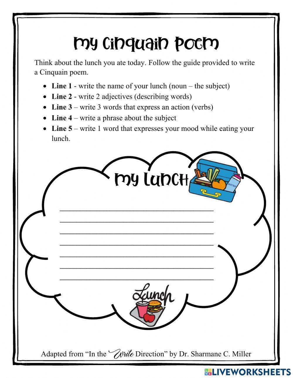 Free Printable Cinquain Template
