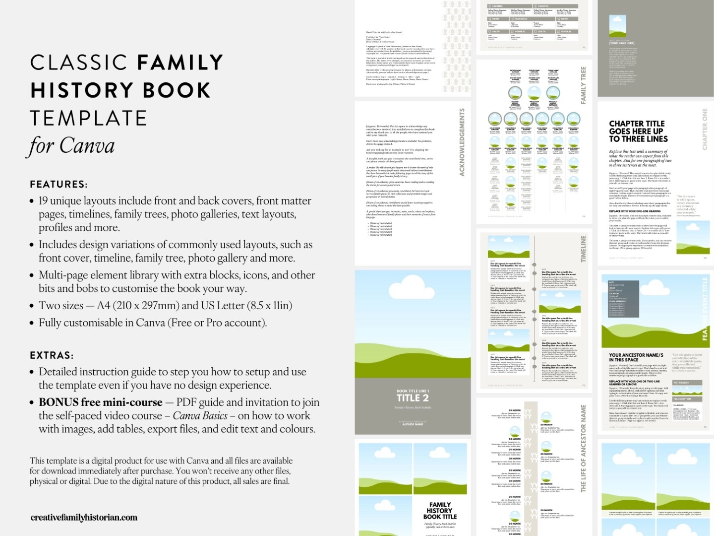 Classic Family History Book Template For Canva The Creative 