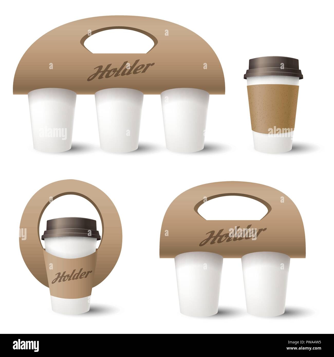 Coffee Cup Holder Takeaway Coffee Box Template Design Vector Paper Carrying Holder Or Container Isolated On White Background Stock Vector Image U0026 Art Alamy