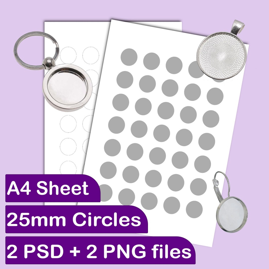 Collage Sheet Template 25mm 1 Inch Circle Rounds Party Printable Craft Template Stickers Digital Template Commercial Use PSD PNG Etsy