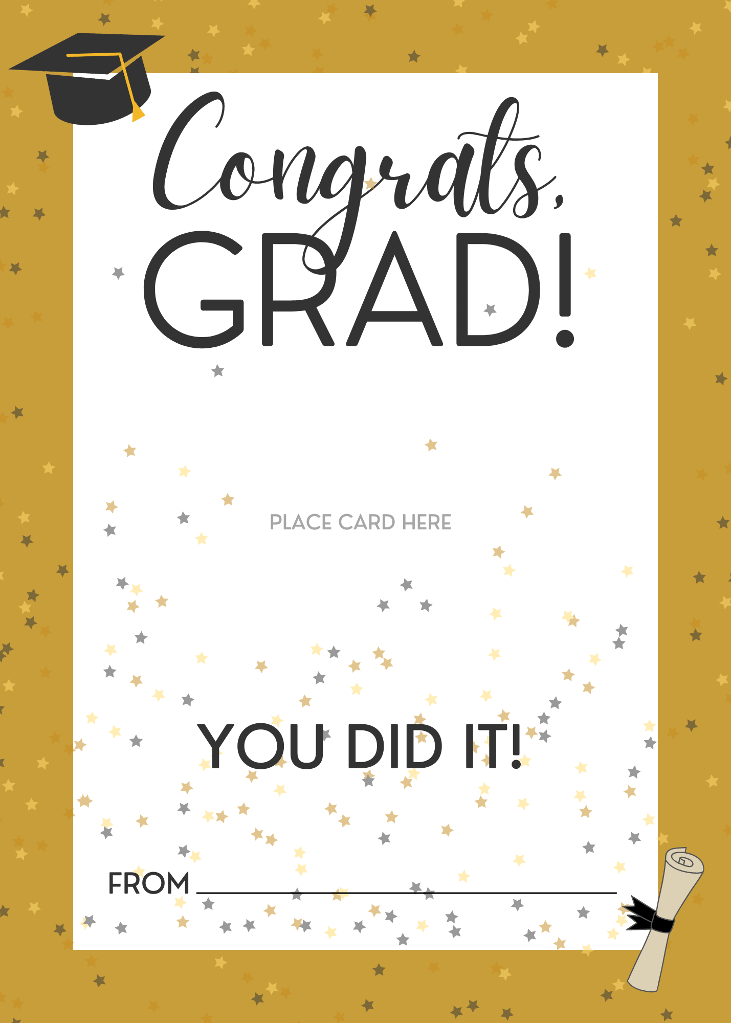 Congrats GRAD Free Printable Graduation Cards Template 