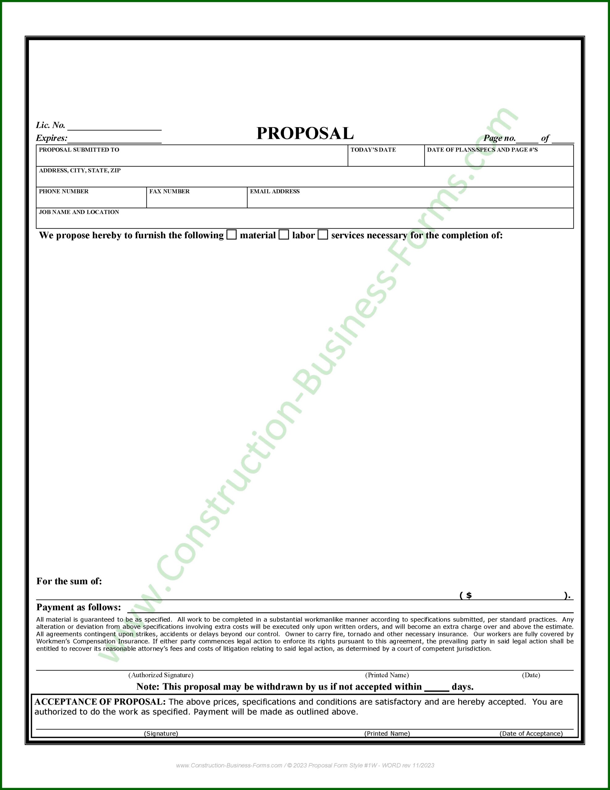 Construction Bid Proposal Template Style 1 Use It And Win 