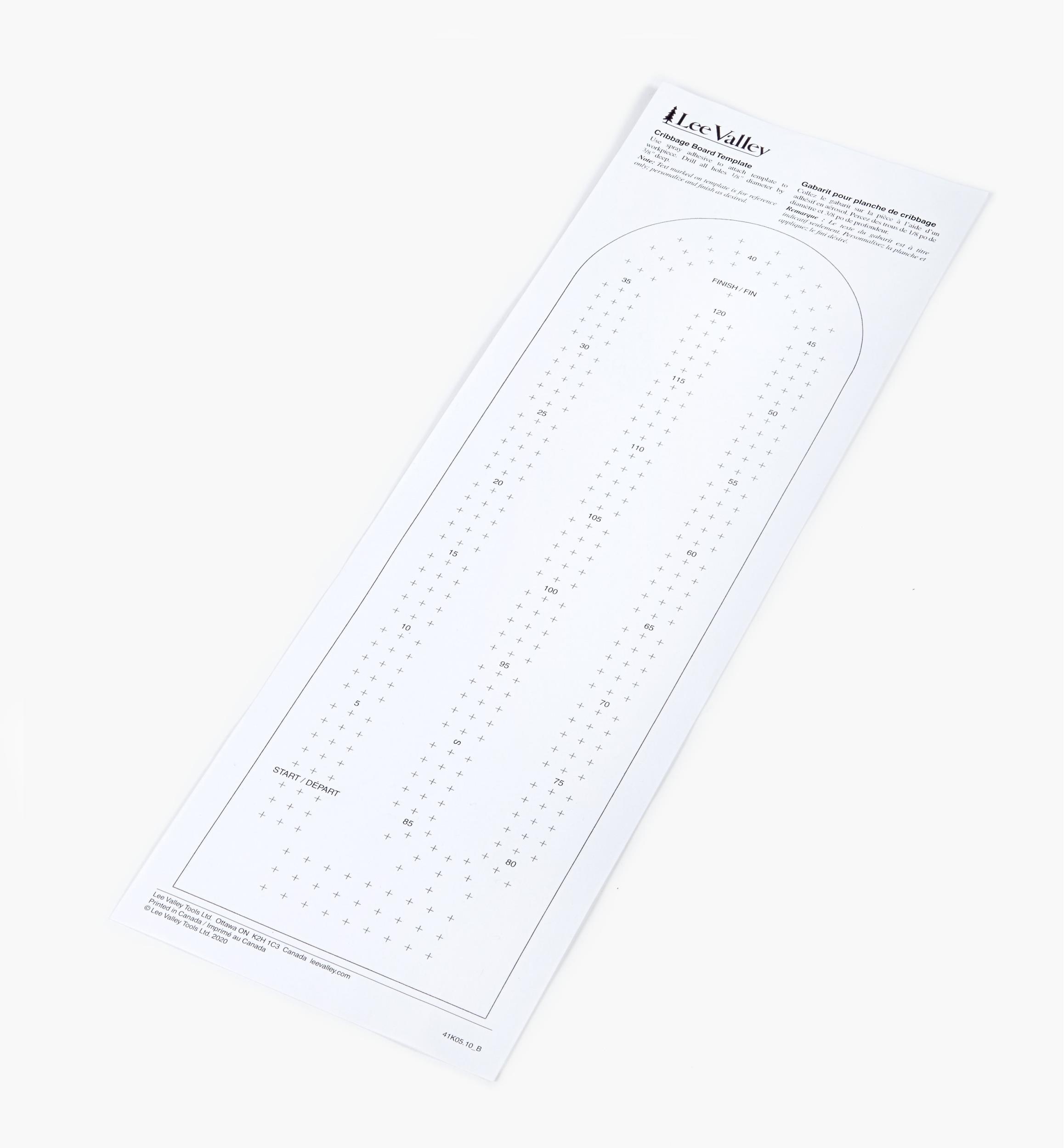 Cribbage Board Template Lee Valley Tools