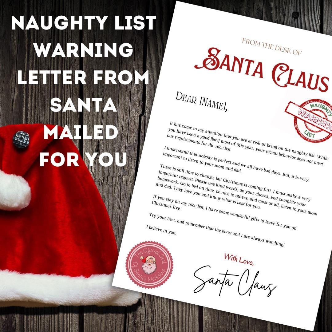 Customizable Naughty List Warning Letter From Santa Mailed For You Santa Letter For Kids Christmas Holidays Nice List Etsy Customizable Naughty List Warning Letter From Santa Mailed For You Santa Letter For Kids Christmas Holidays Nice List Etsy