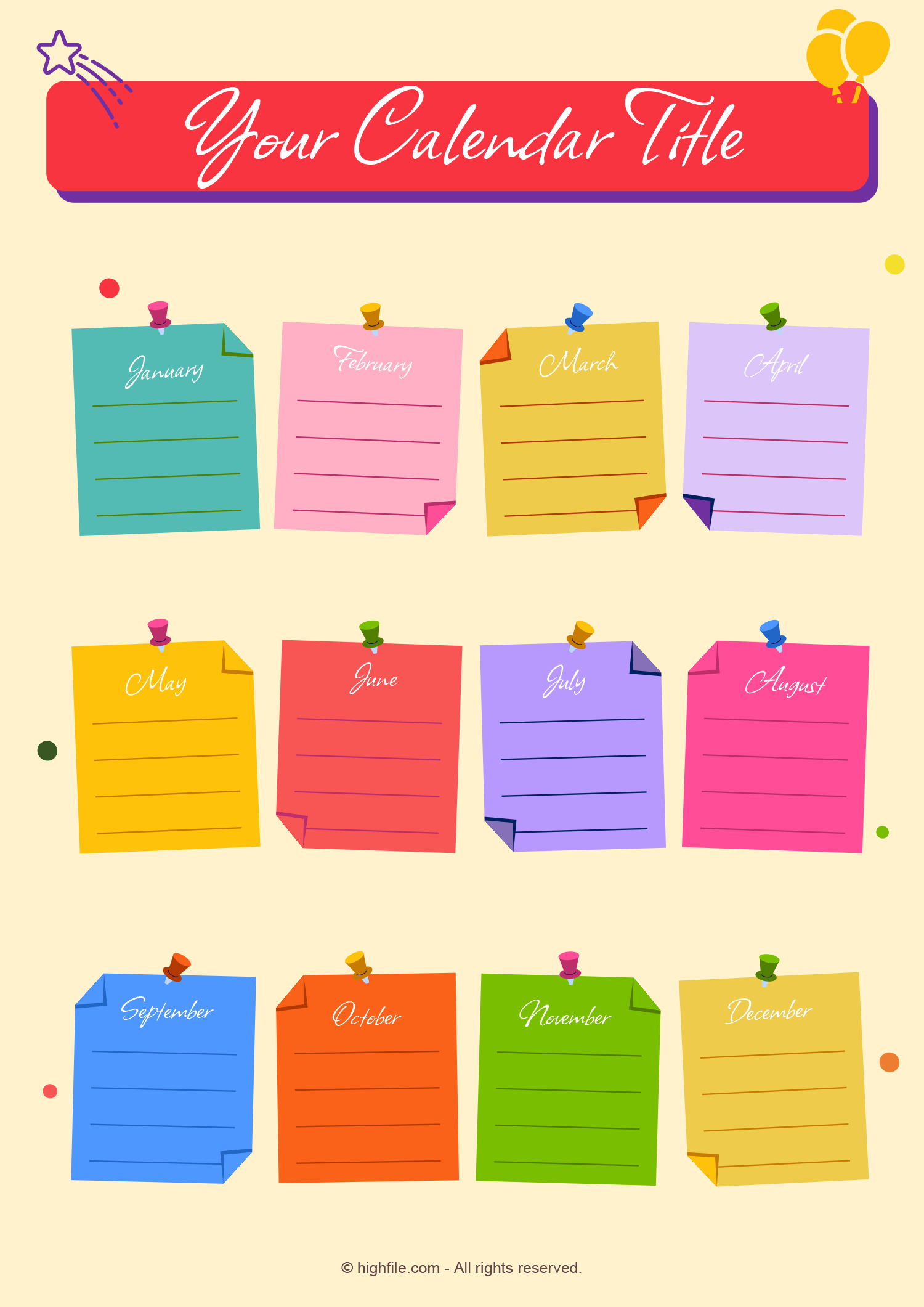 Pretty Blank Printable Calendar