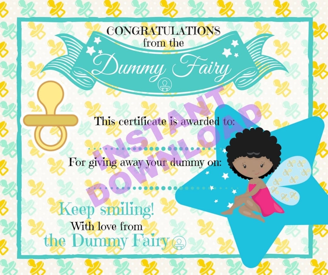 Dark Skin Dummy Fairy Certificate Etsy New Zealand