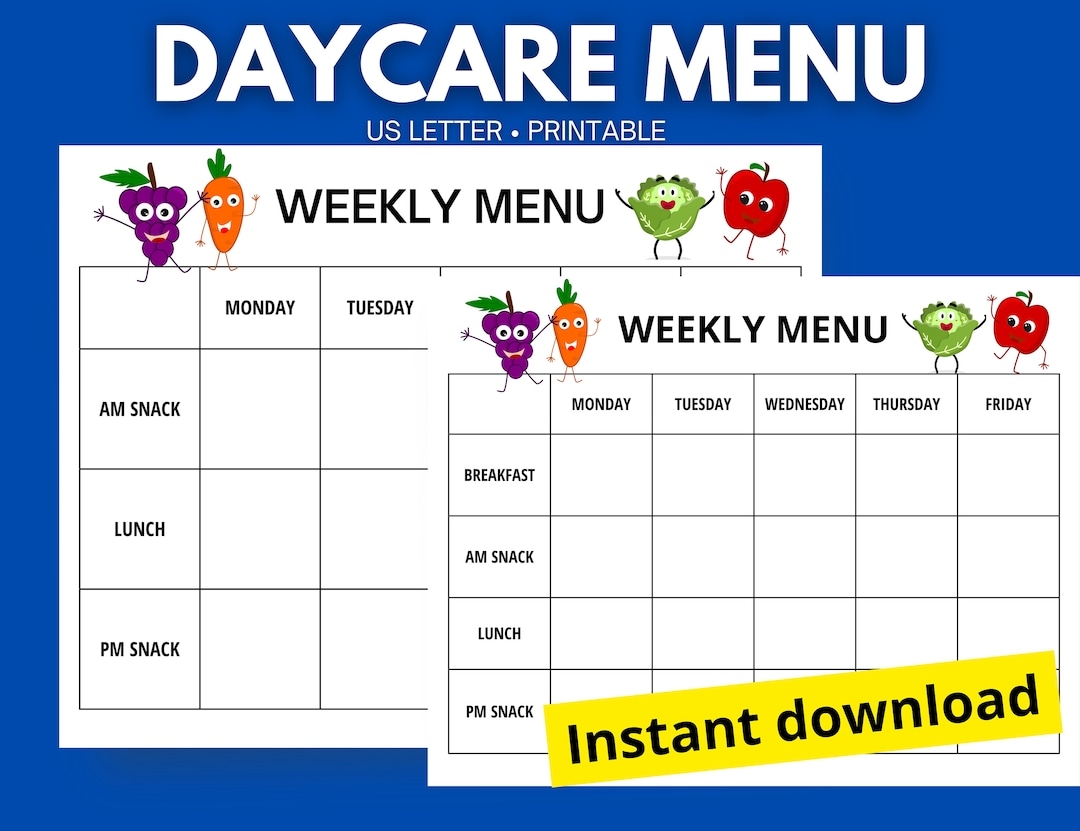 Daycare Good Menu Planner