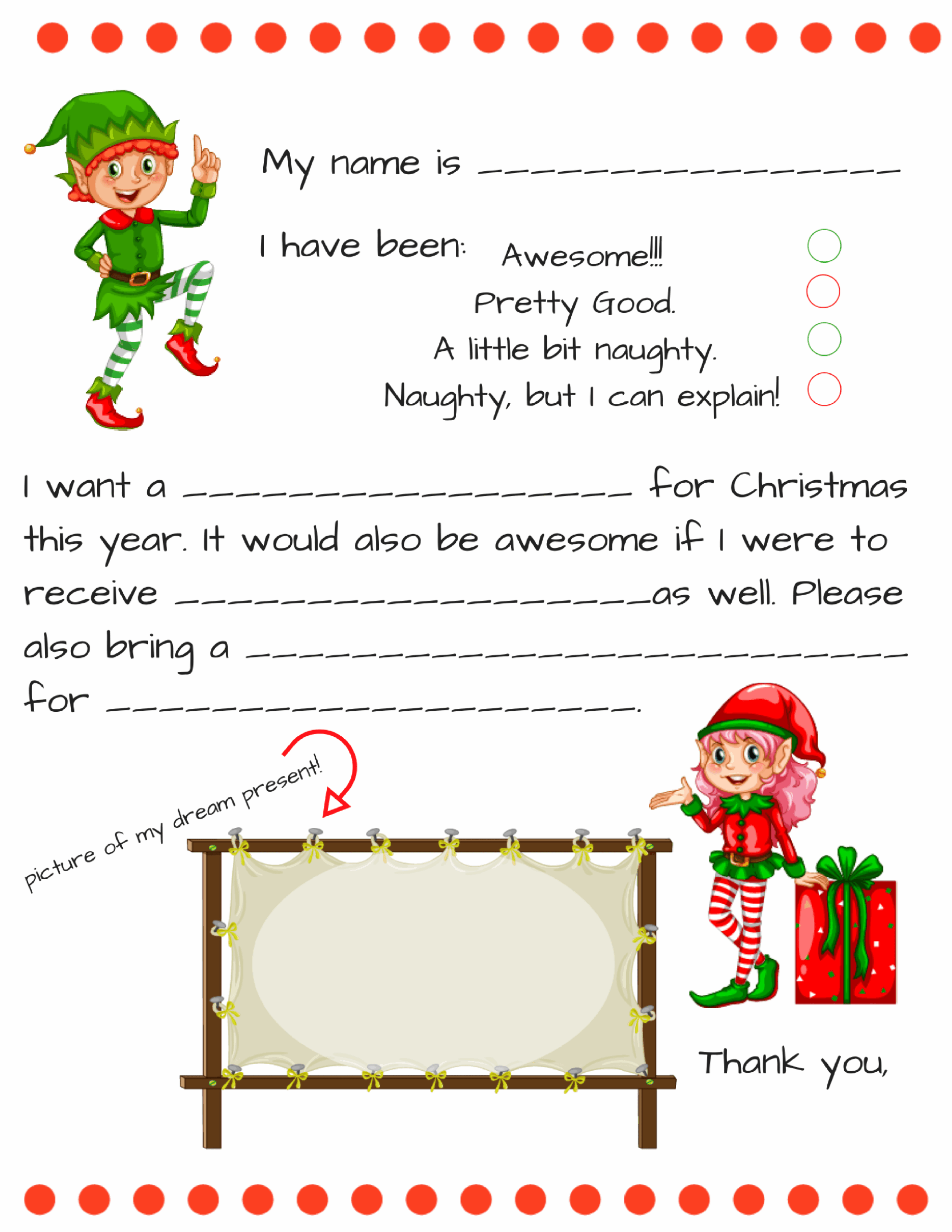 Blank Santa Letter Template Printable