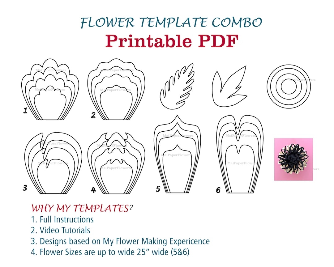 Digital Paper Flower Template PDF Paper Flower Bundles Giant Paper 