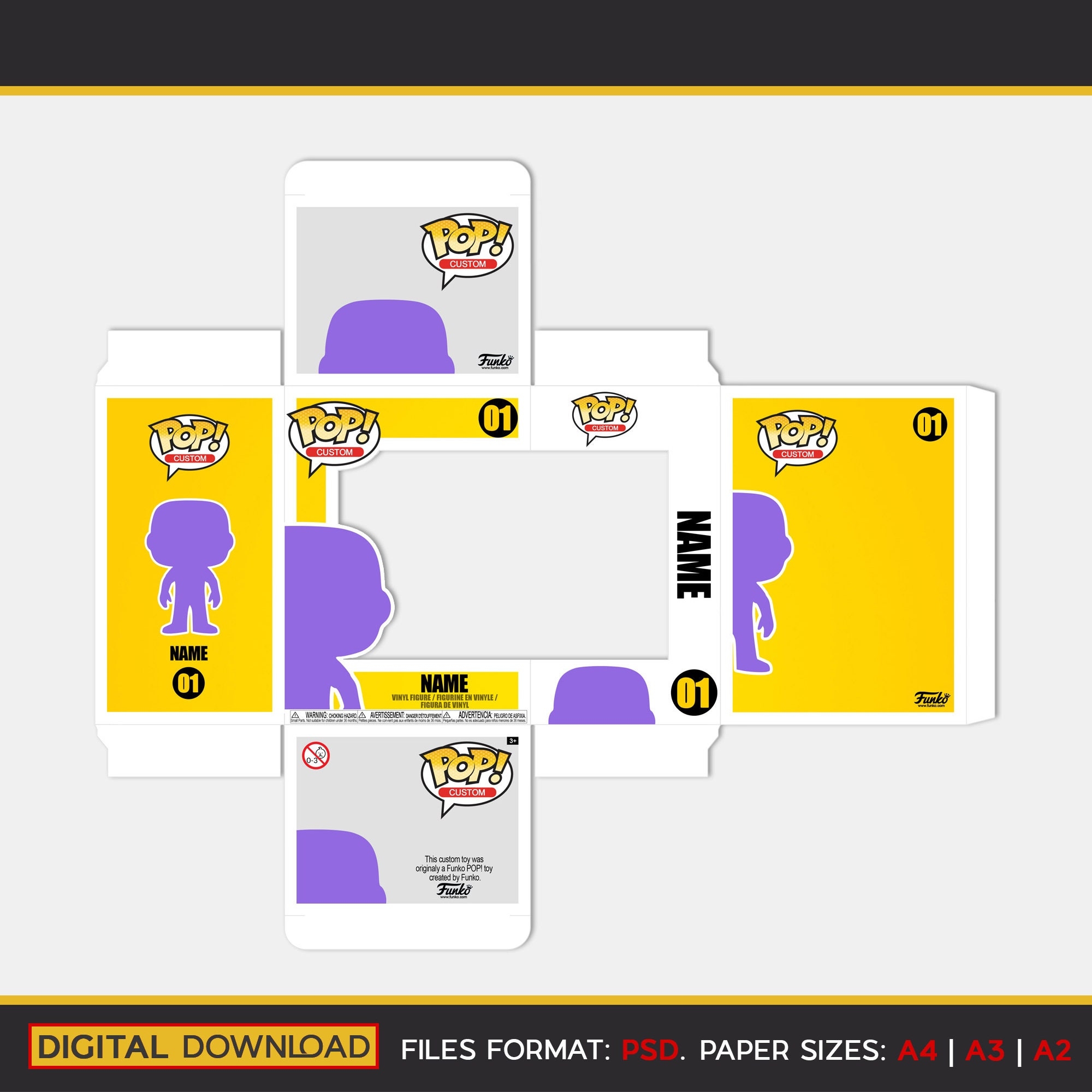 Digital POP Box Template Photoshop Files For Creating A POP Custom Box Etsy