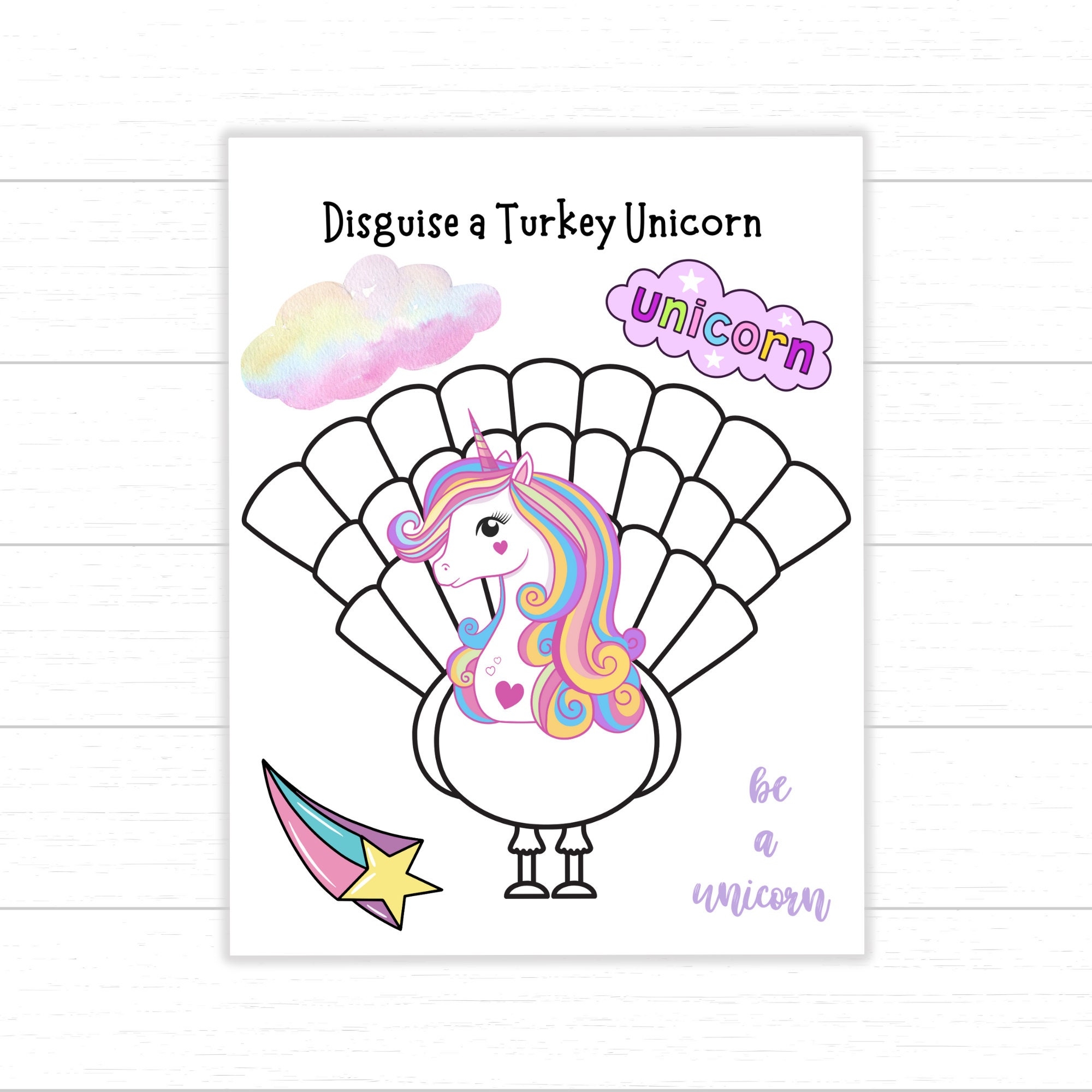 Free Printable Unicorn Turkey Disguise Template