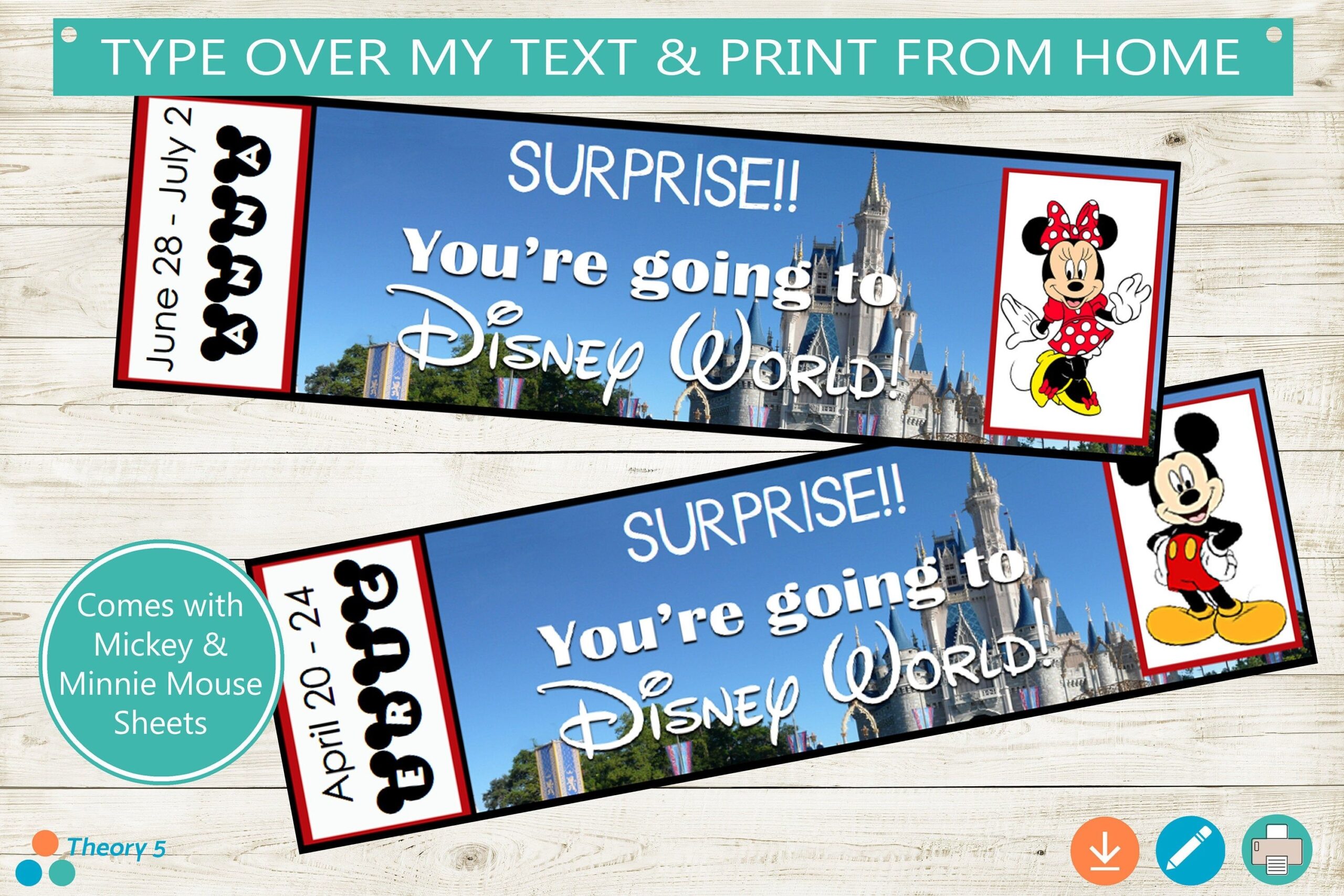 Disney World Gift Ticket Canva Template Worksheets Library