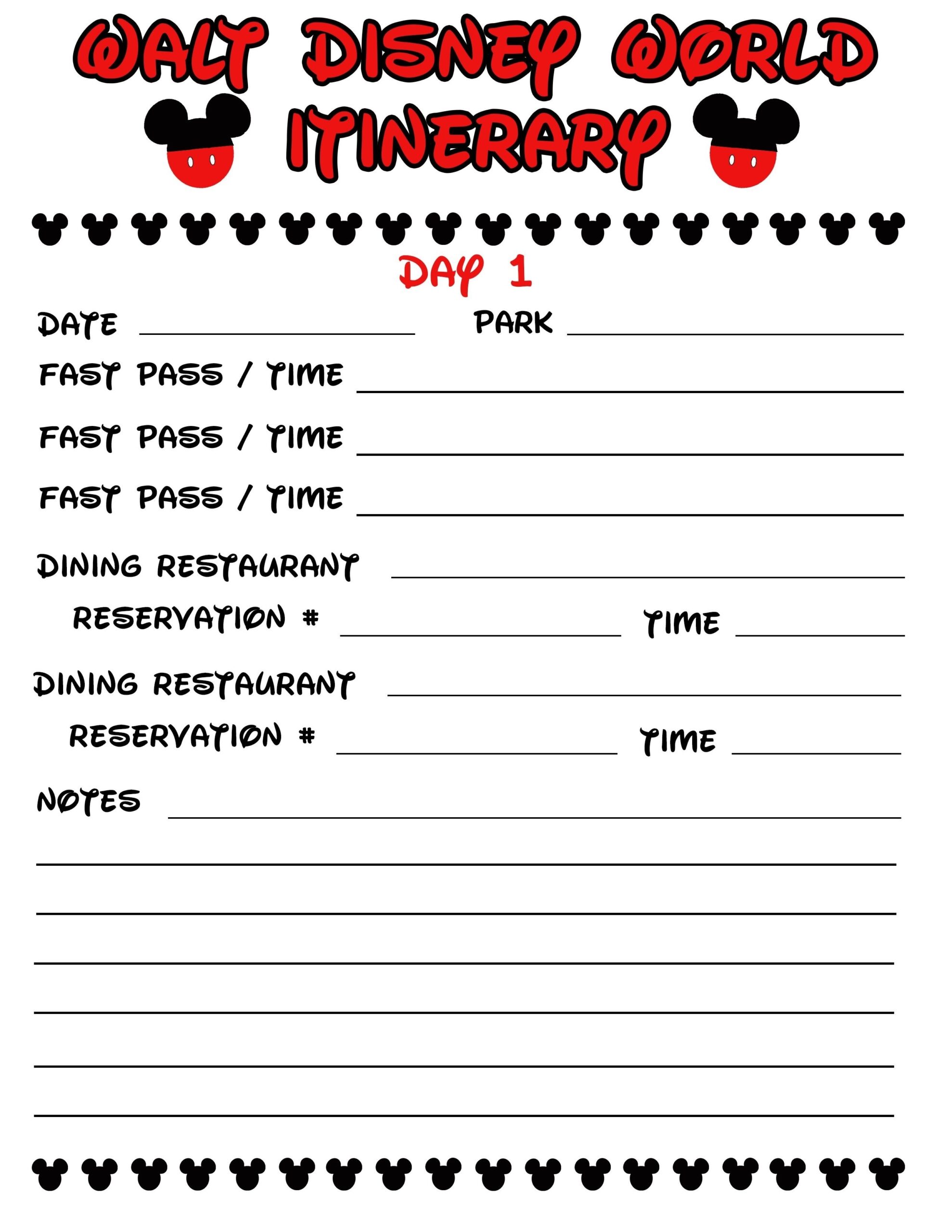 Disney World Planner Printable Printable Party Favors