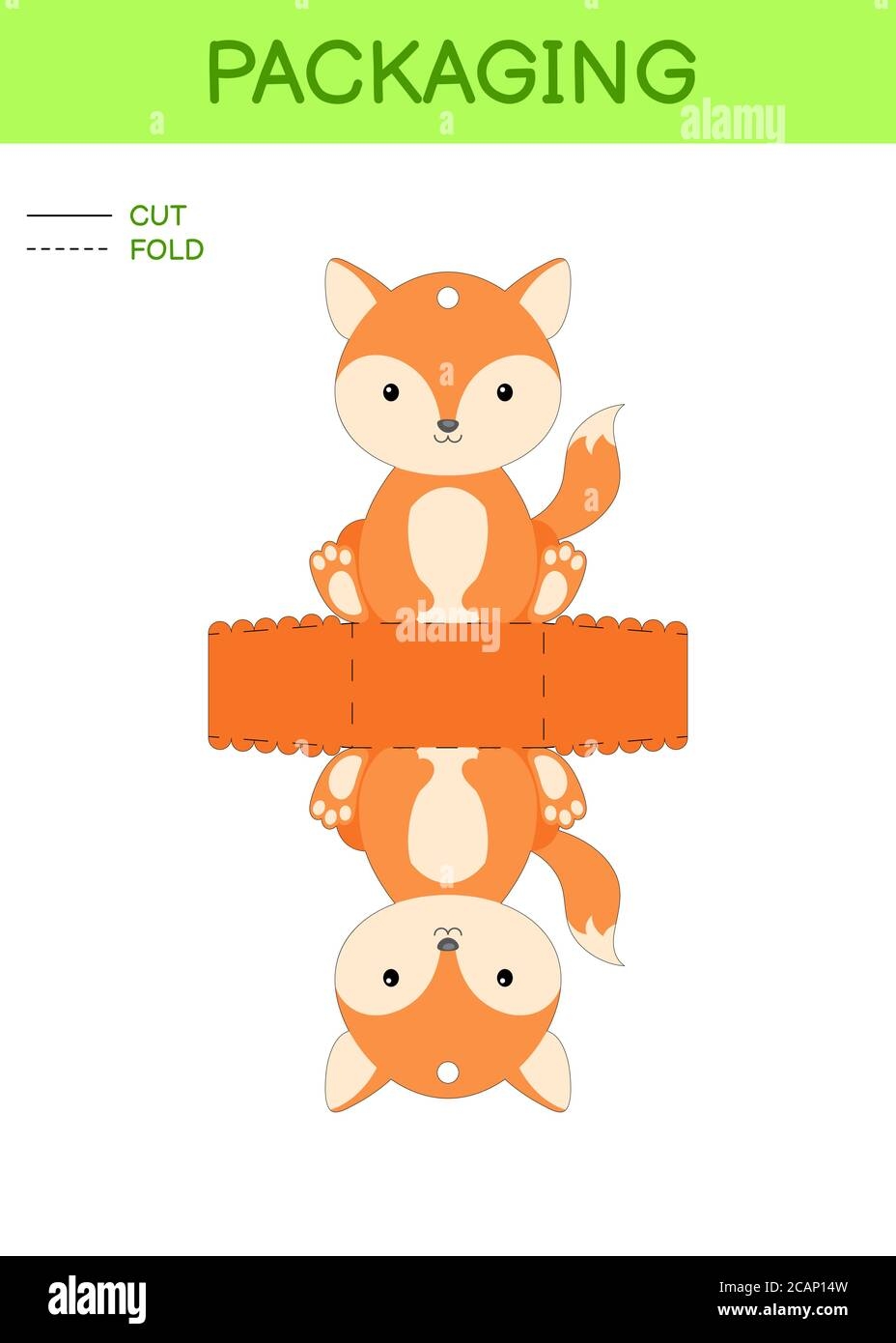 DIY Party Favor Box Die Cut Template Design For Birthdays Baby Showers With Cute Fox For Sweets Candies Small Presents Printable Color Scheme Stock Vector Image U0026 Art Alamy