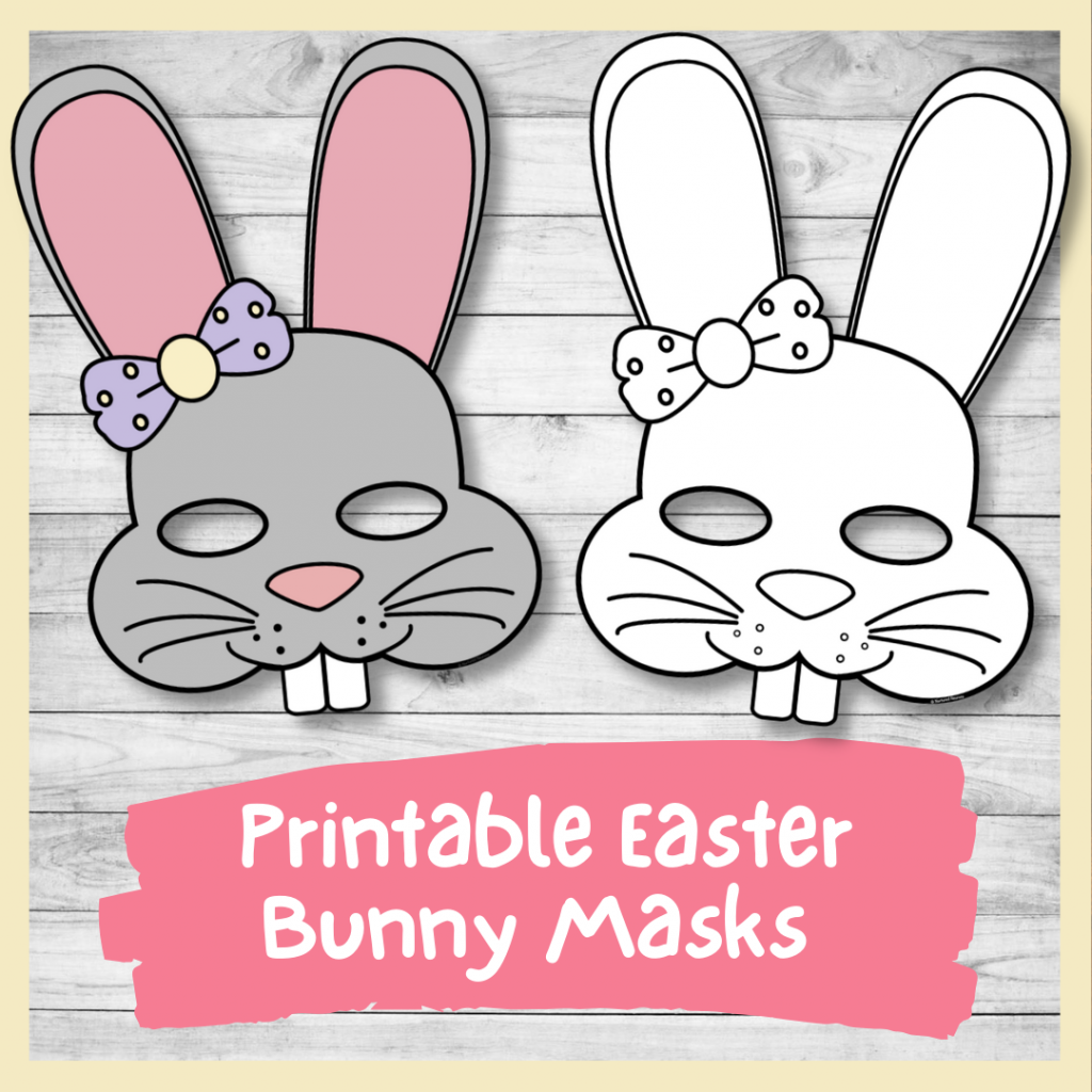 DIY Printable Easter Bunny Masks Color And Plain Templates PDF 