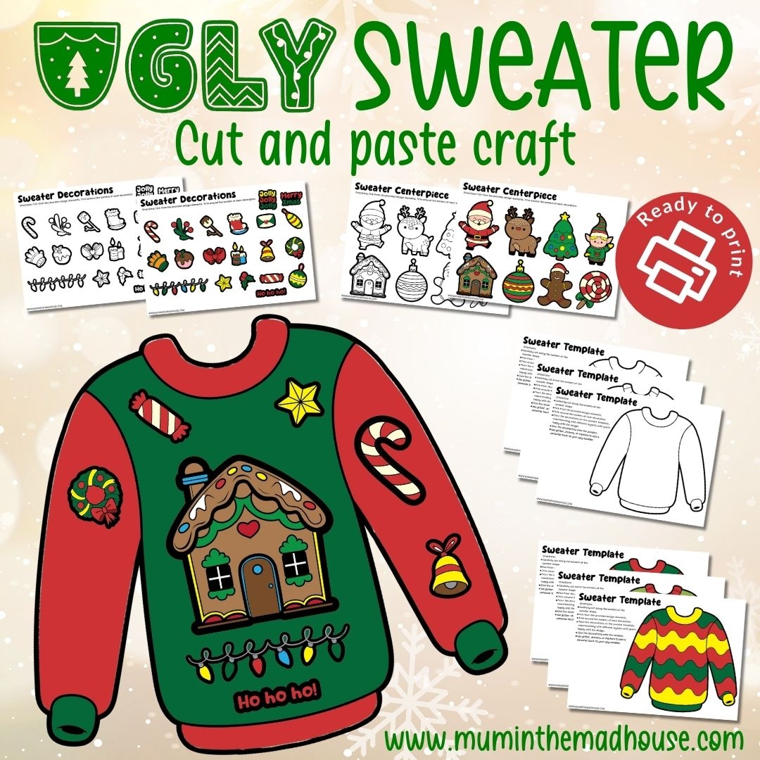 DIY Ugly Sweater Craft For Kids Free Printable Templates For Holiday Fun
